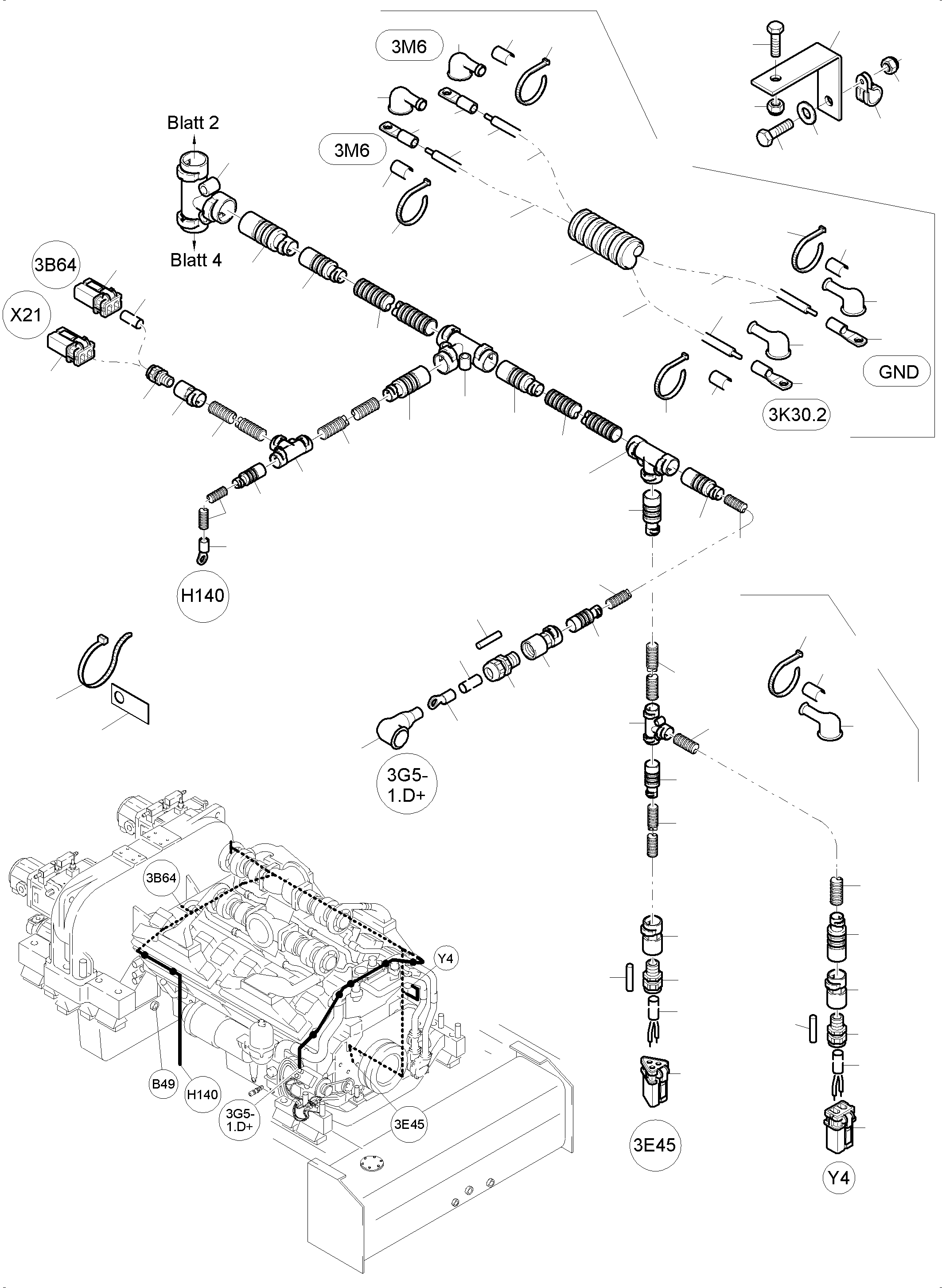 Excavators Mining Komatsu / PC4000-6 S/N 08197(G08197) / Cables - Engine and Transmitter(355-2185e : 355-2185e)
