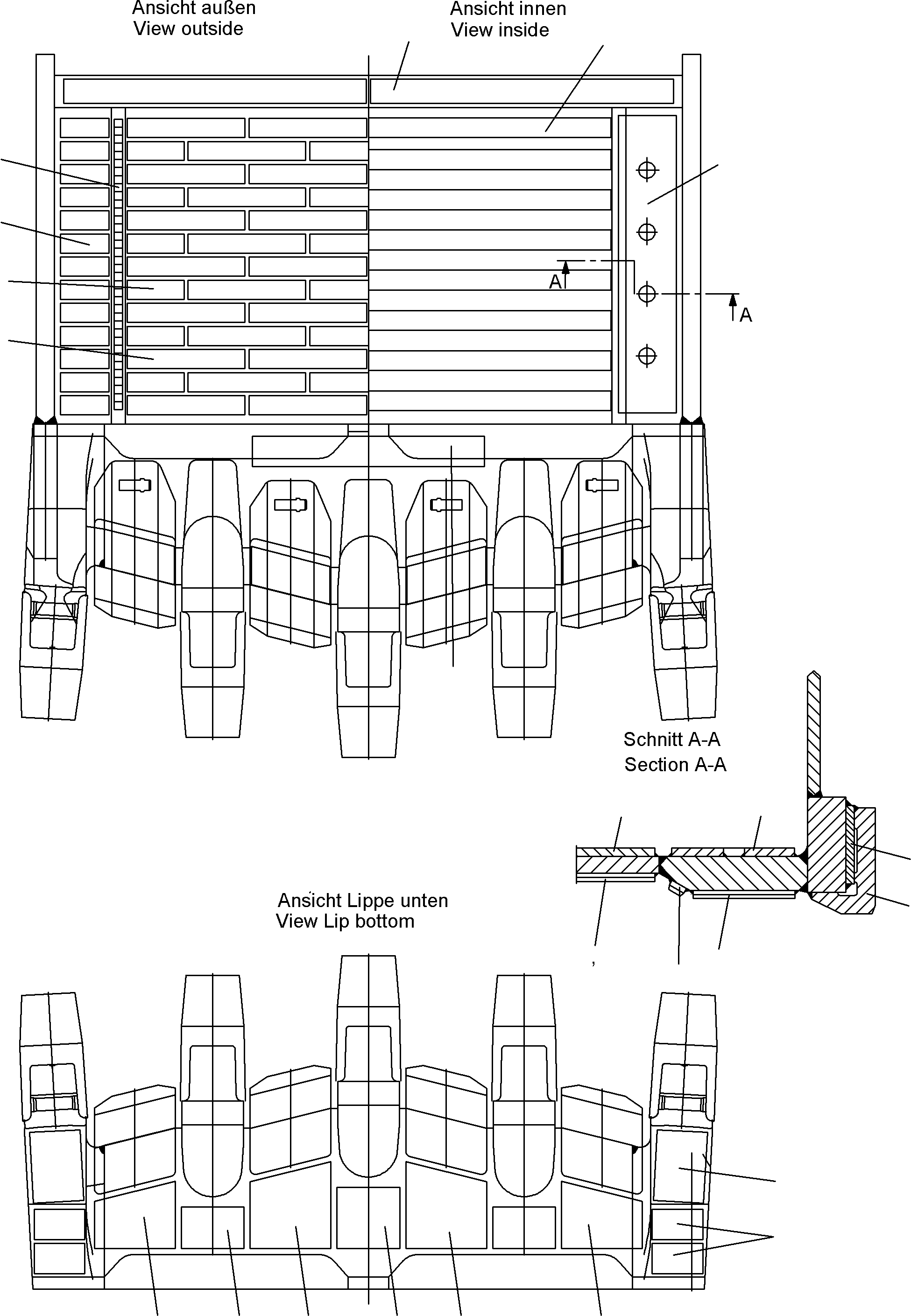 Excavators Mining Komatsu / PC4000-6E S/N 08198(G08198) / Wear and Tear Parts Bucket Clam 13.5 WP4+(355-5266-1 : 355-5266-1)