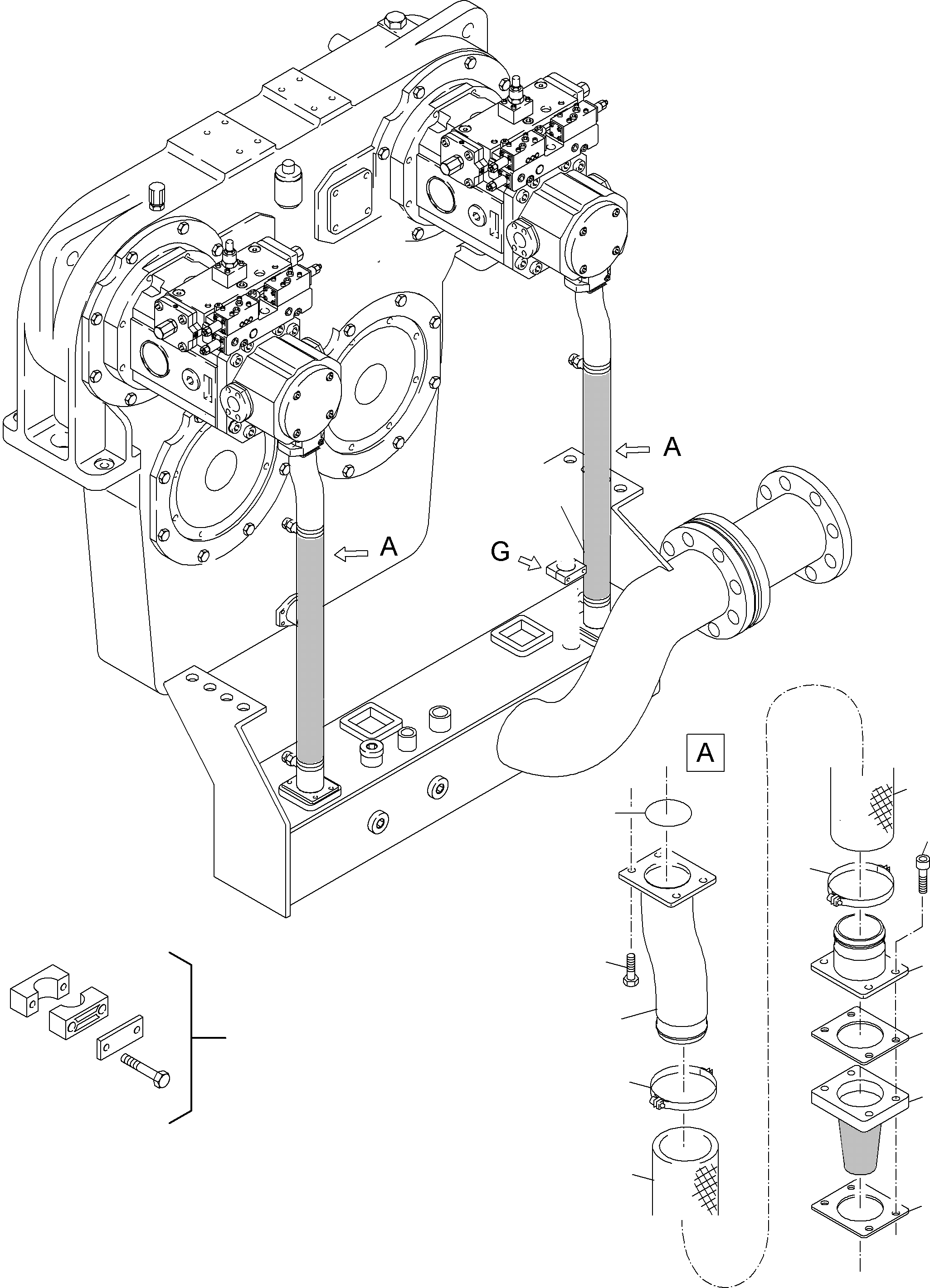 Excavators Mining Komatsu / PC4000-6E S/N 08198(G08198) / Main Pumps Suction Lines(356-1810a : 356-1810a)