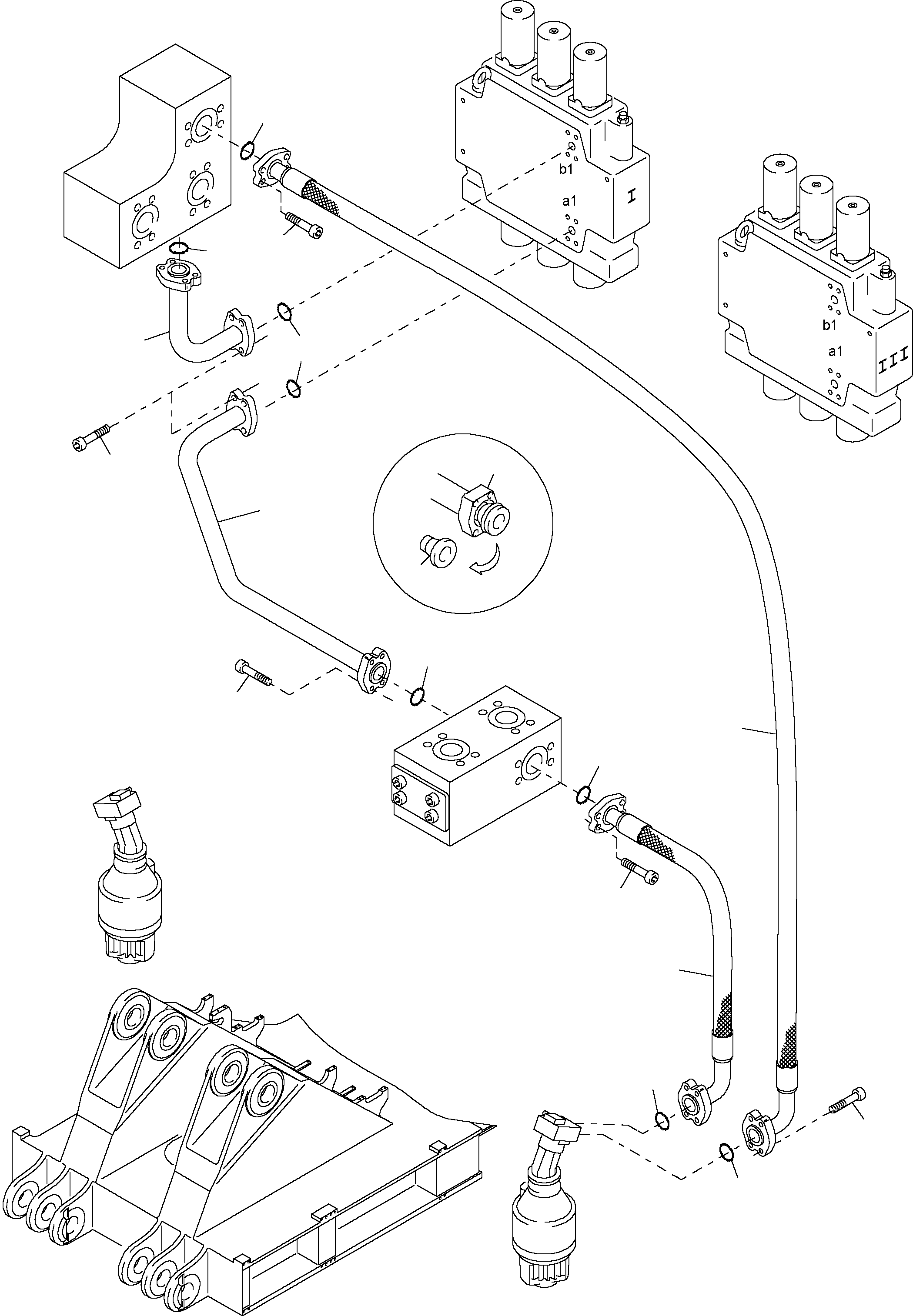 Komatsu parts book diagram for PC4000-6E S/N 08202: PRESSURE LINES - SLEW GEAR