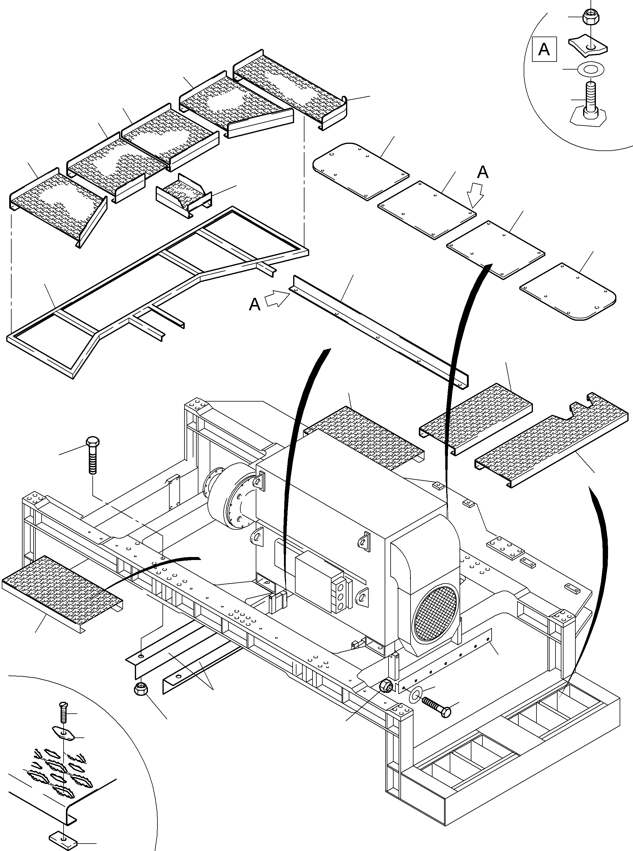 Komatsu parts book diagram for PC4000-6E S/N 08202: POWER FRAME - GRATINGS