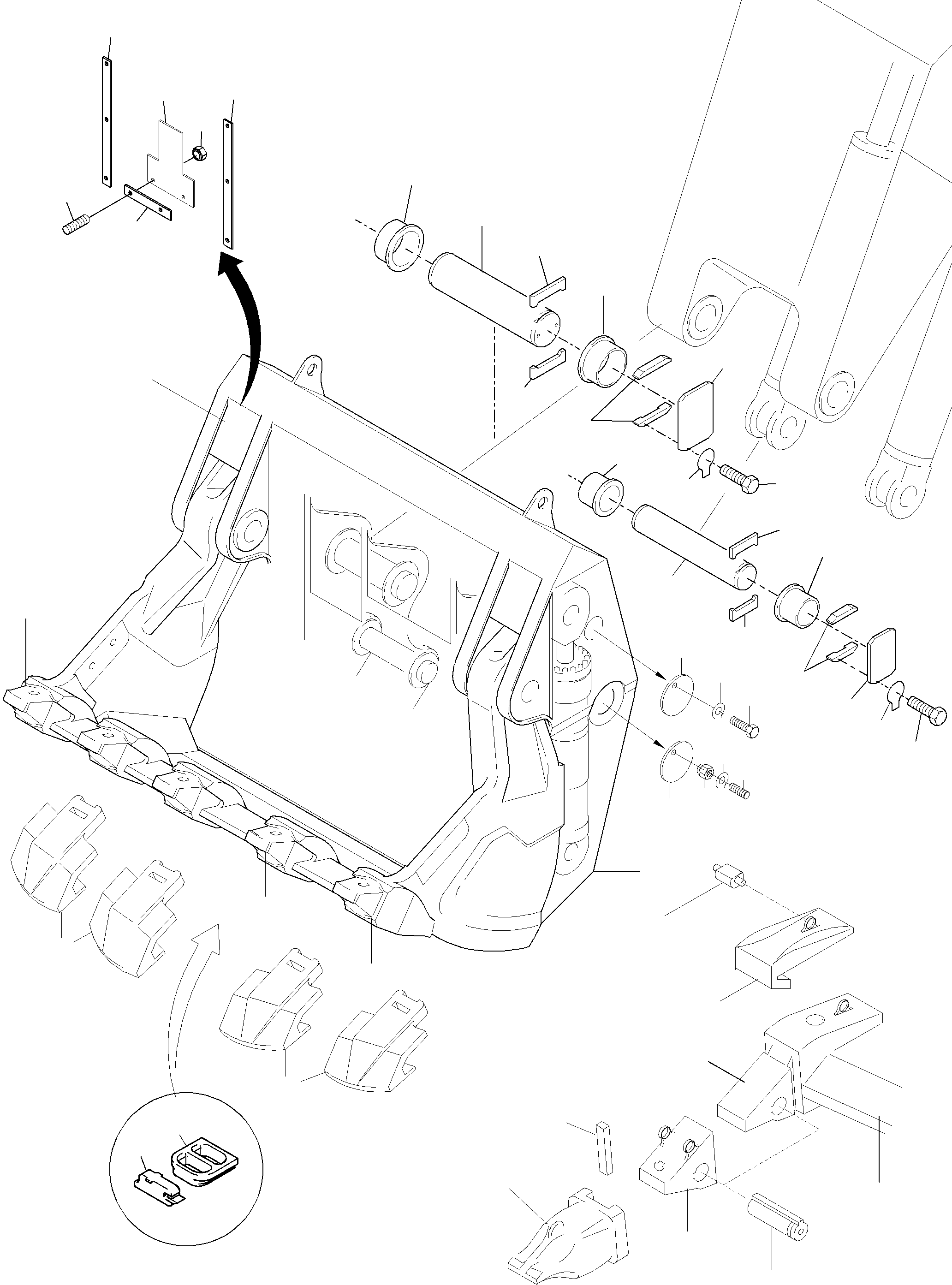 Komatsu parts book diagram for PC4000-6E S/N 08202: BULLCLAM BUCKET 22,0 CBM