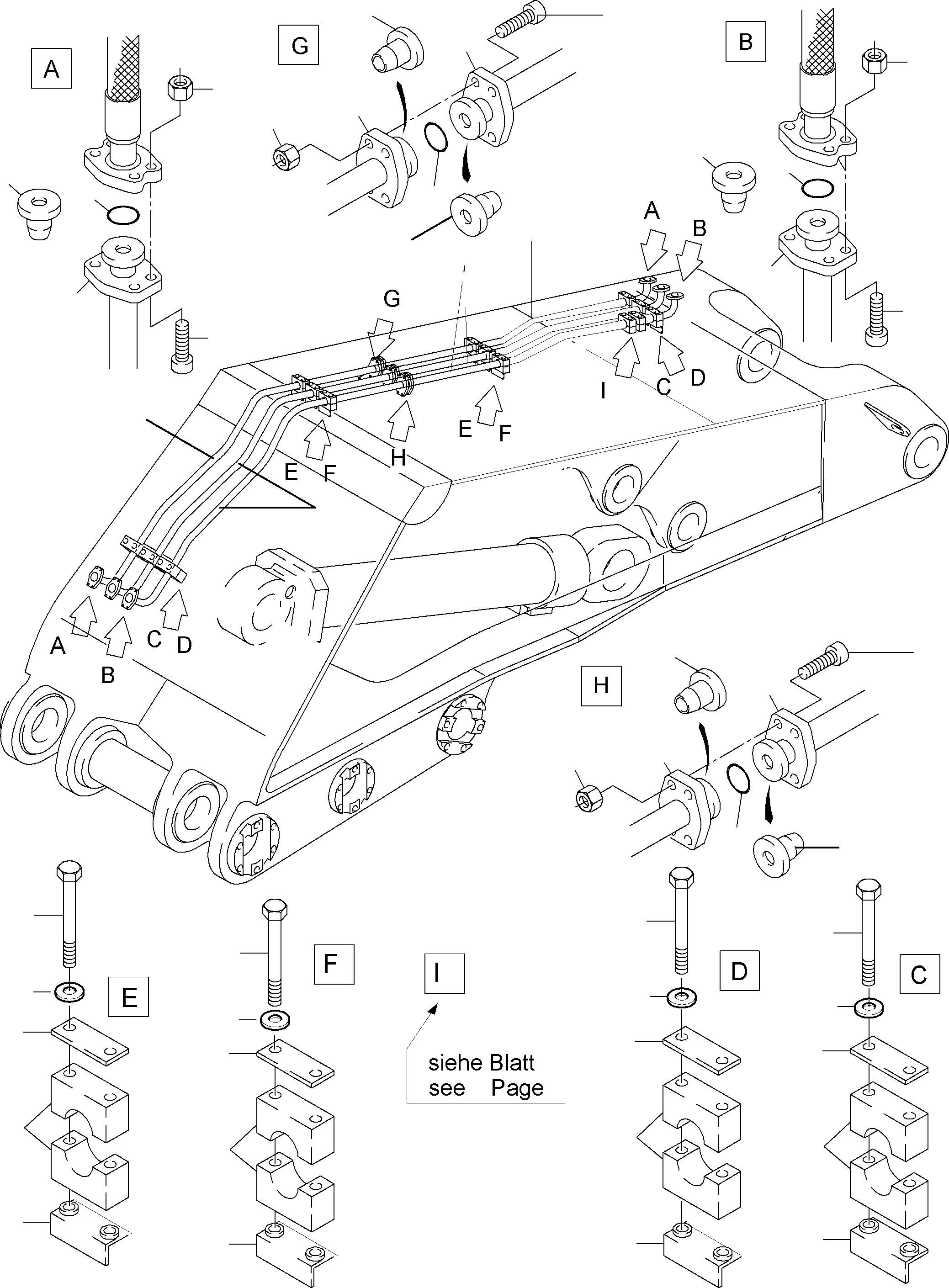Komatsu parts book diagram for PC4000-6E S/N 08202: BULLCLAM BUCKET BOOM 7,15 M
