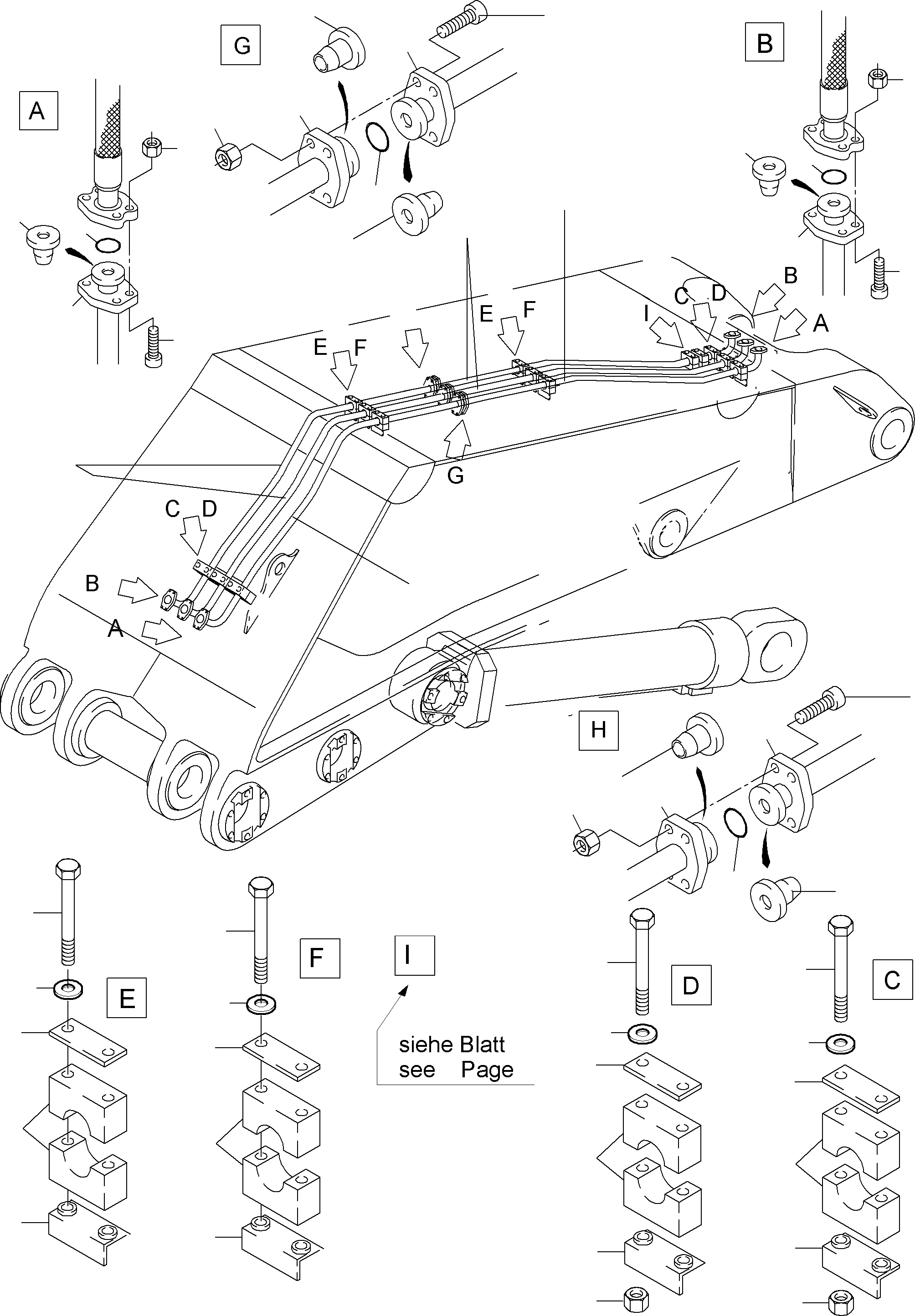 Komatsu parts book diagram for PC4000-6E S/N 08202: BULLCLAM BUCKET BOOM 7,15 M
