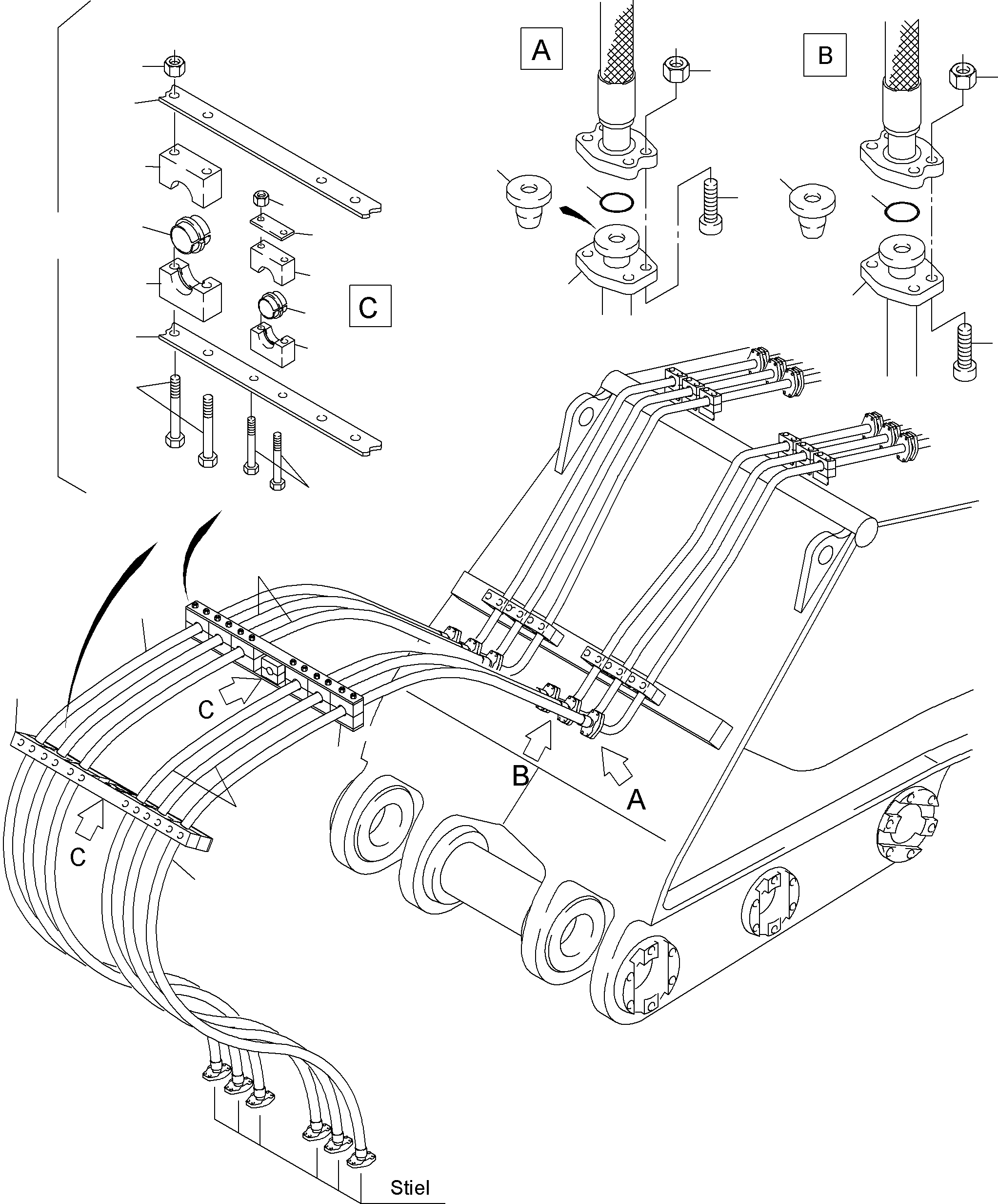Komatsu parts book diagram for PC4000-6E S/N 08202: BULLCLAM BUCKET BOOM 7,15 M