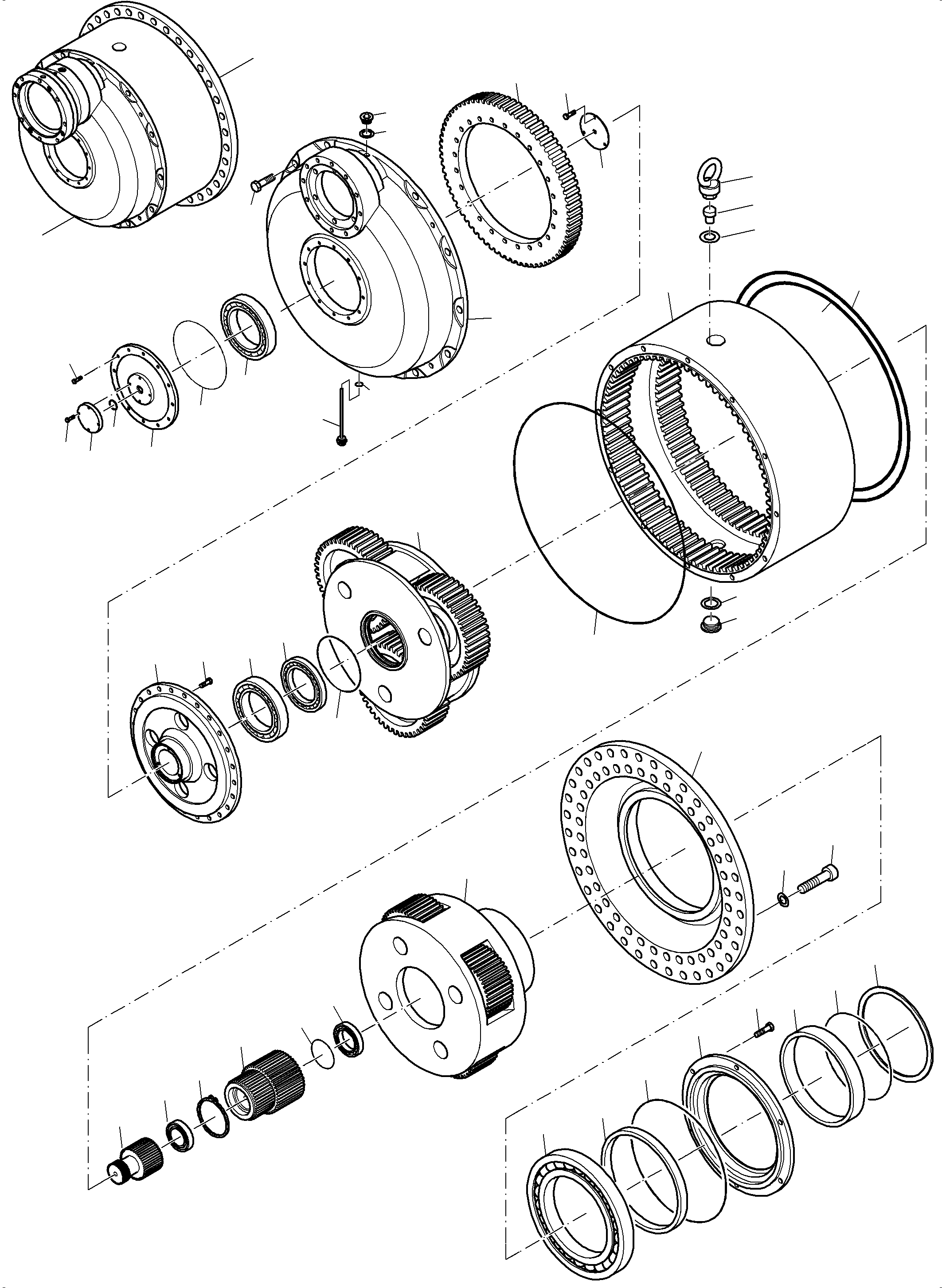 Komatsu parts book diagram for PC4000-6E S/N 08202: TRAVELLING GEAR