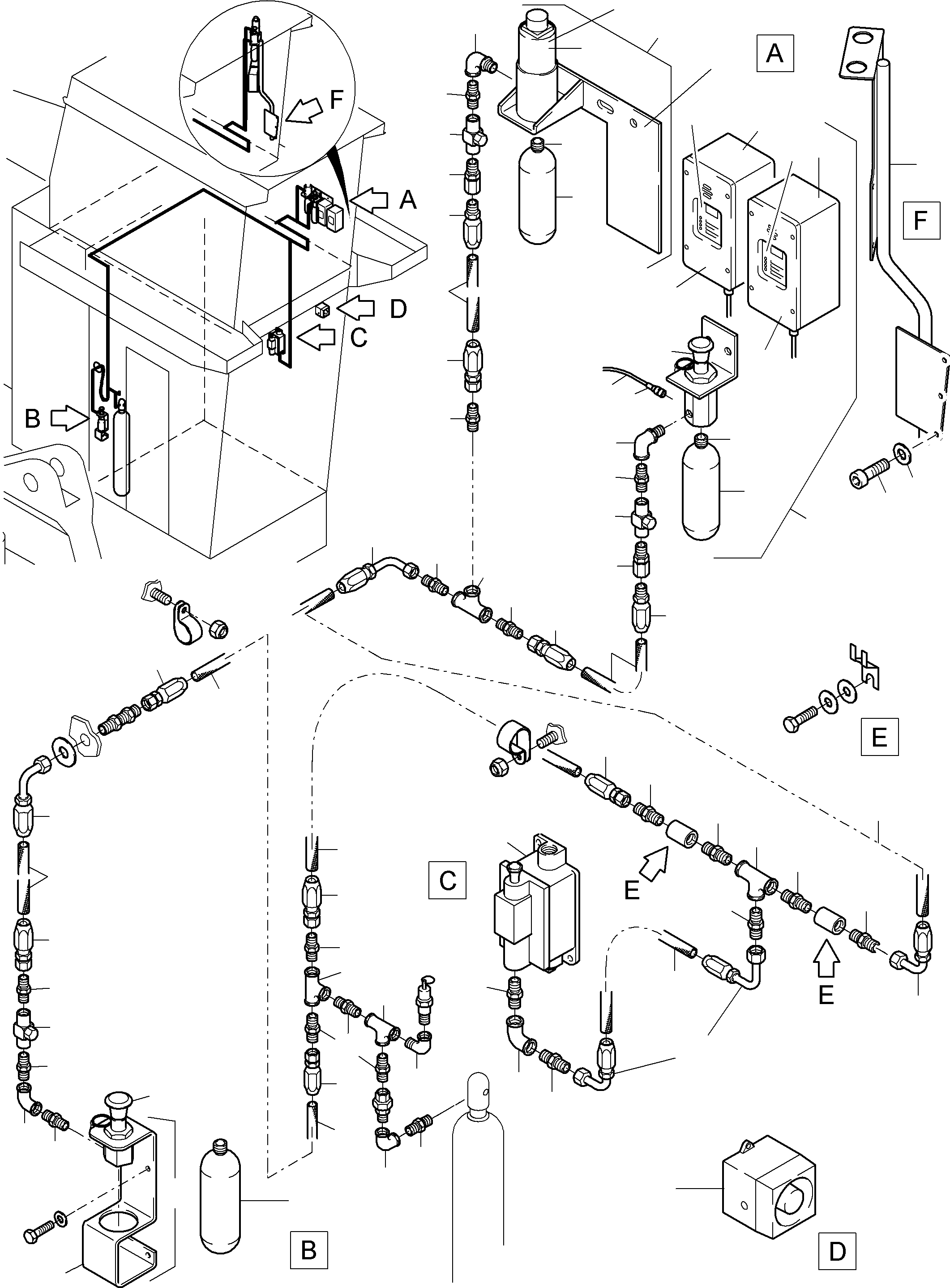 Komatsu parts book diagram for PC4000-6E S/N 08202: ACTUATING SYSTEM, HAND OPERATED