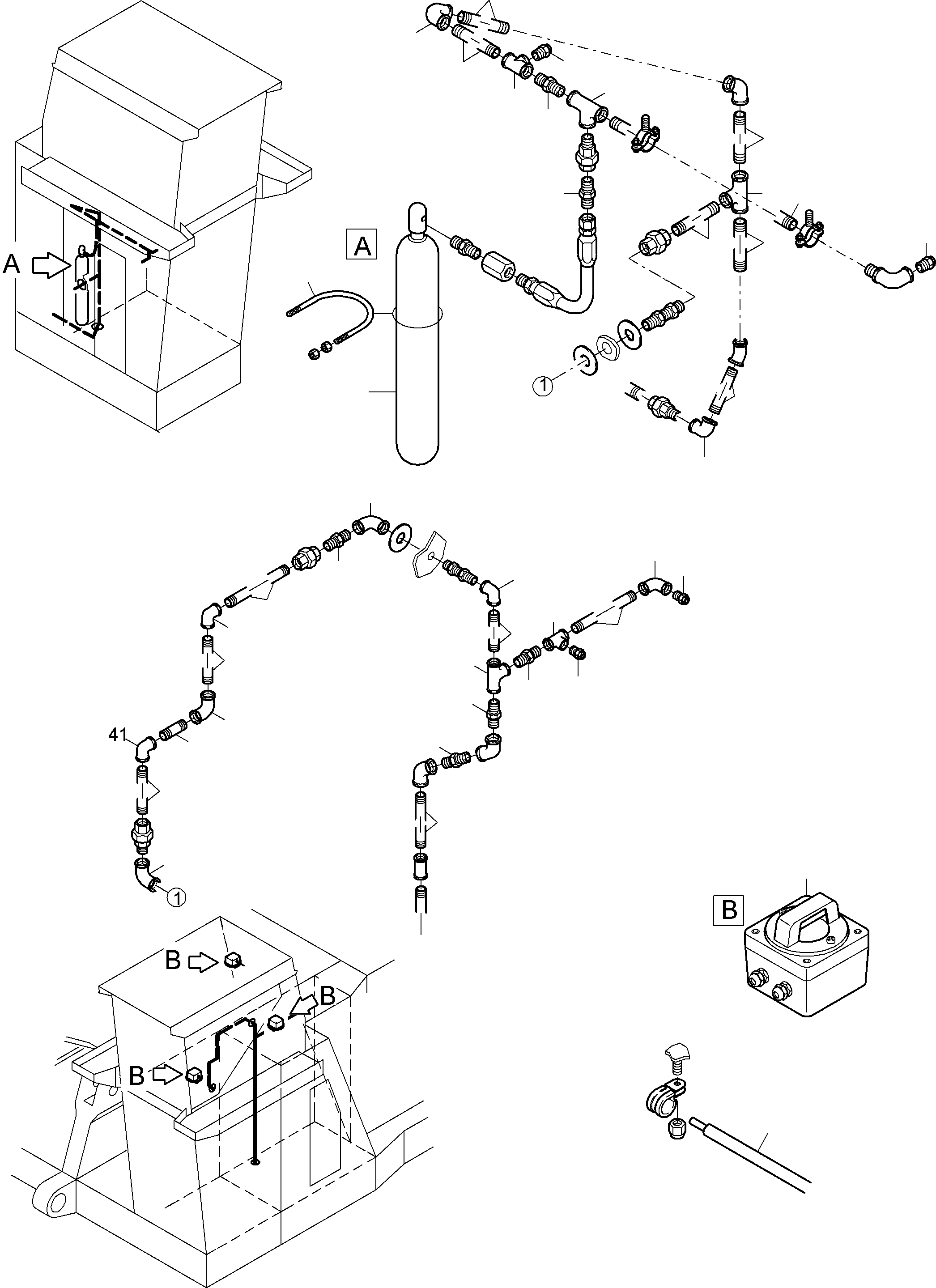 Komatsu parts book diagram for PC4000-6E S/N 08202: ACTUATING SYSTEM, HAND OPERATED