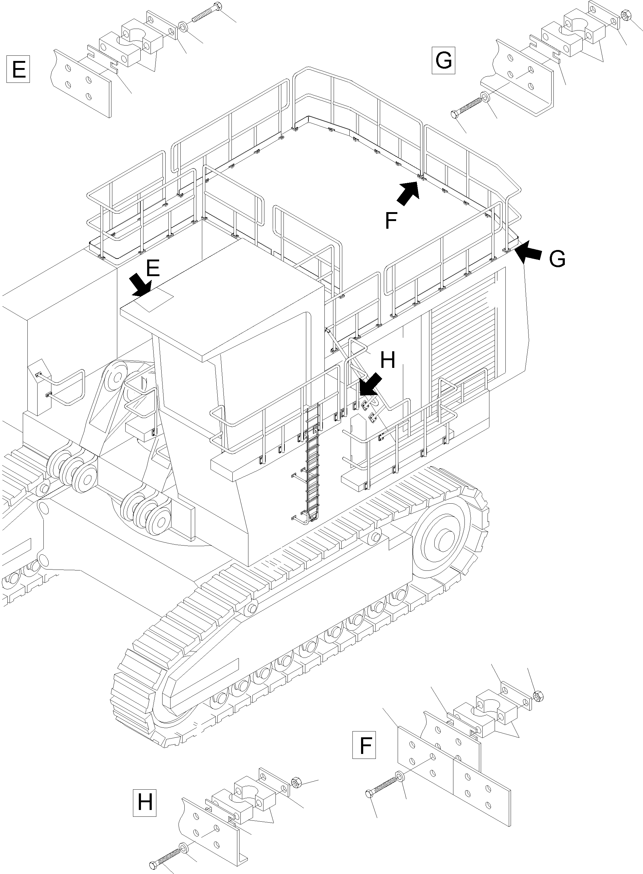 Komatsu parts book diagram for PC4000-6E S/N 08202: RAILS (BBE)