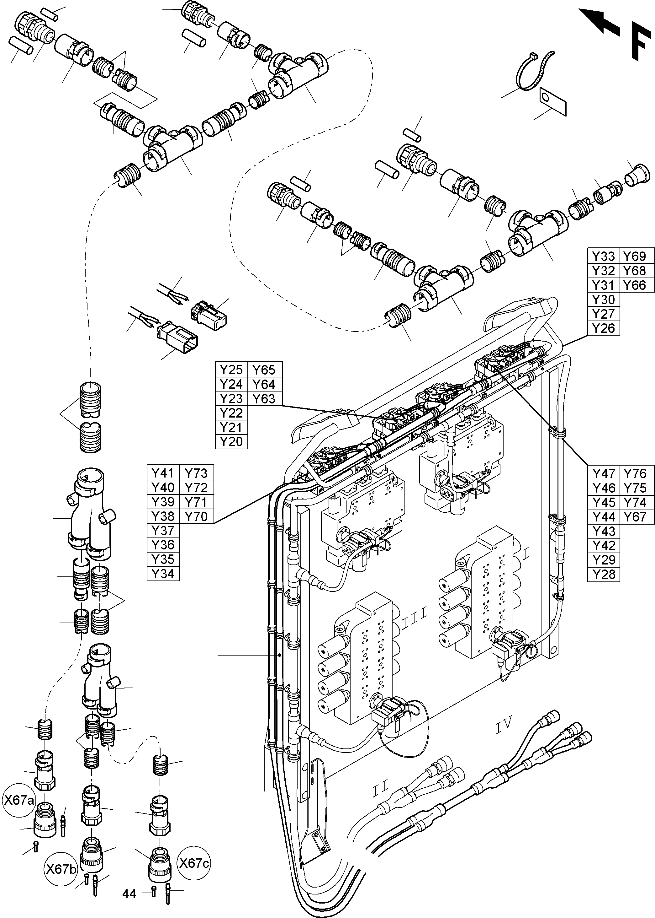 Komatsu parts book diagram for PC4000-6E S/N 08202: CABLES - CONTROL BLOCKS - H.P.-FILTER