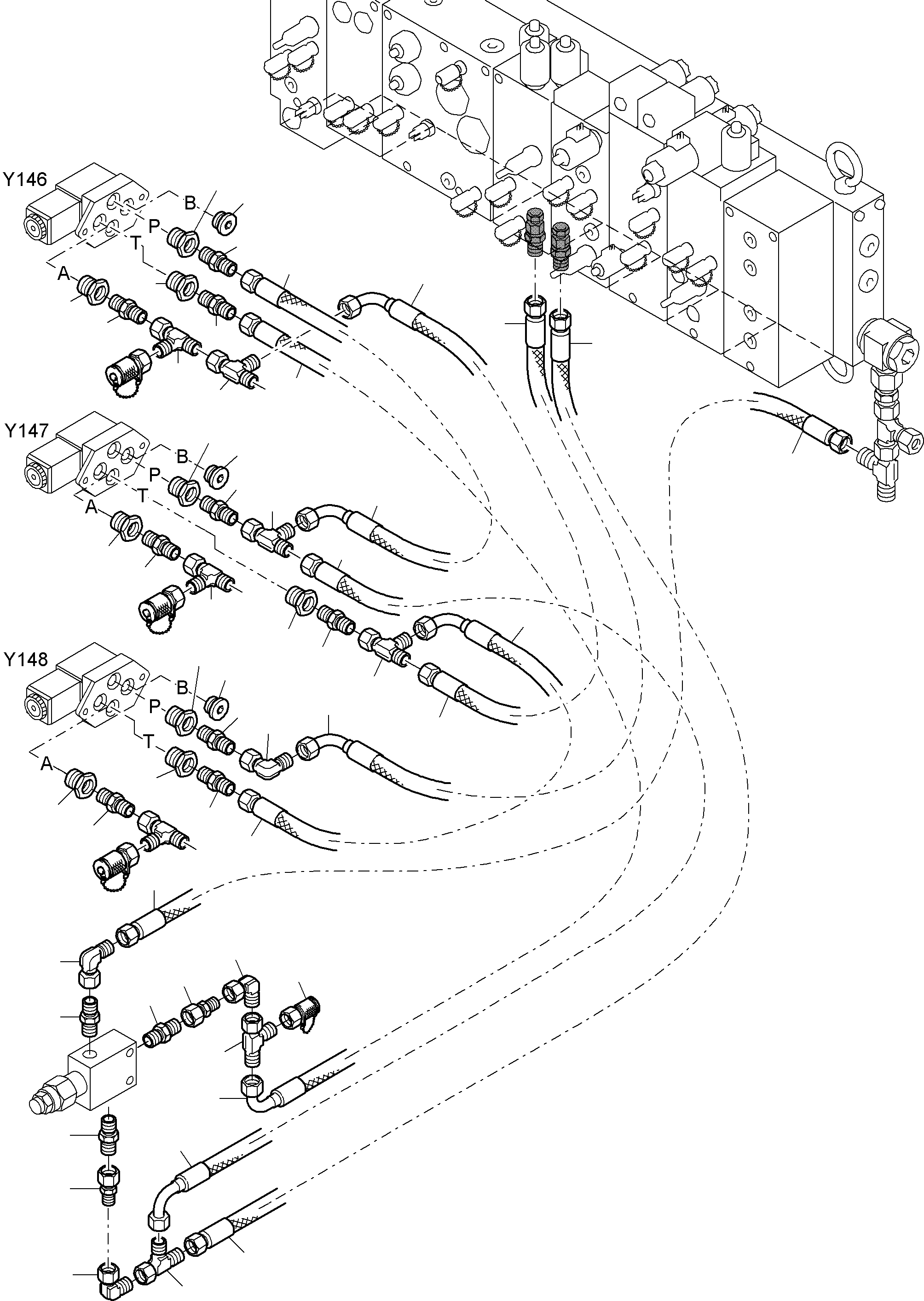 Komatsu parts book diagram for PC4000-6E S/N 08202: CONTROL- AND FILTER PLATE PIPING