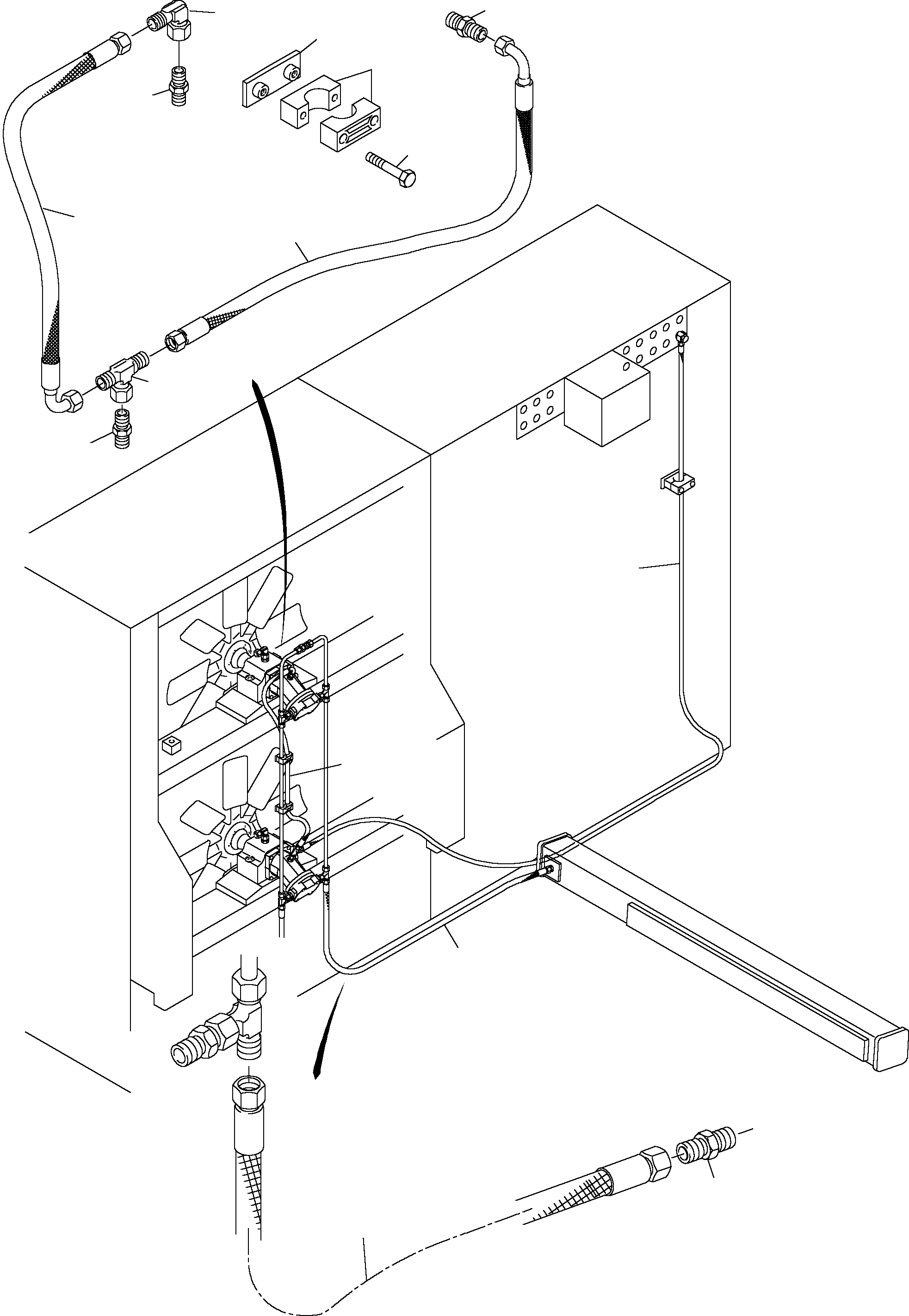 Komatsu parts book diagram for PC4000-6E S/N 08204: LINES - FAN MOTORS, FAN PUMP (OIL COOLER)