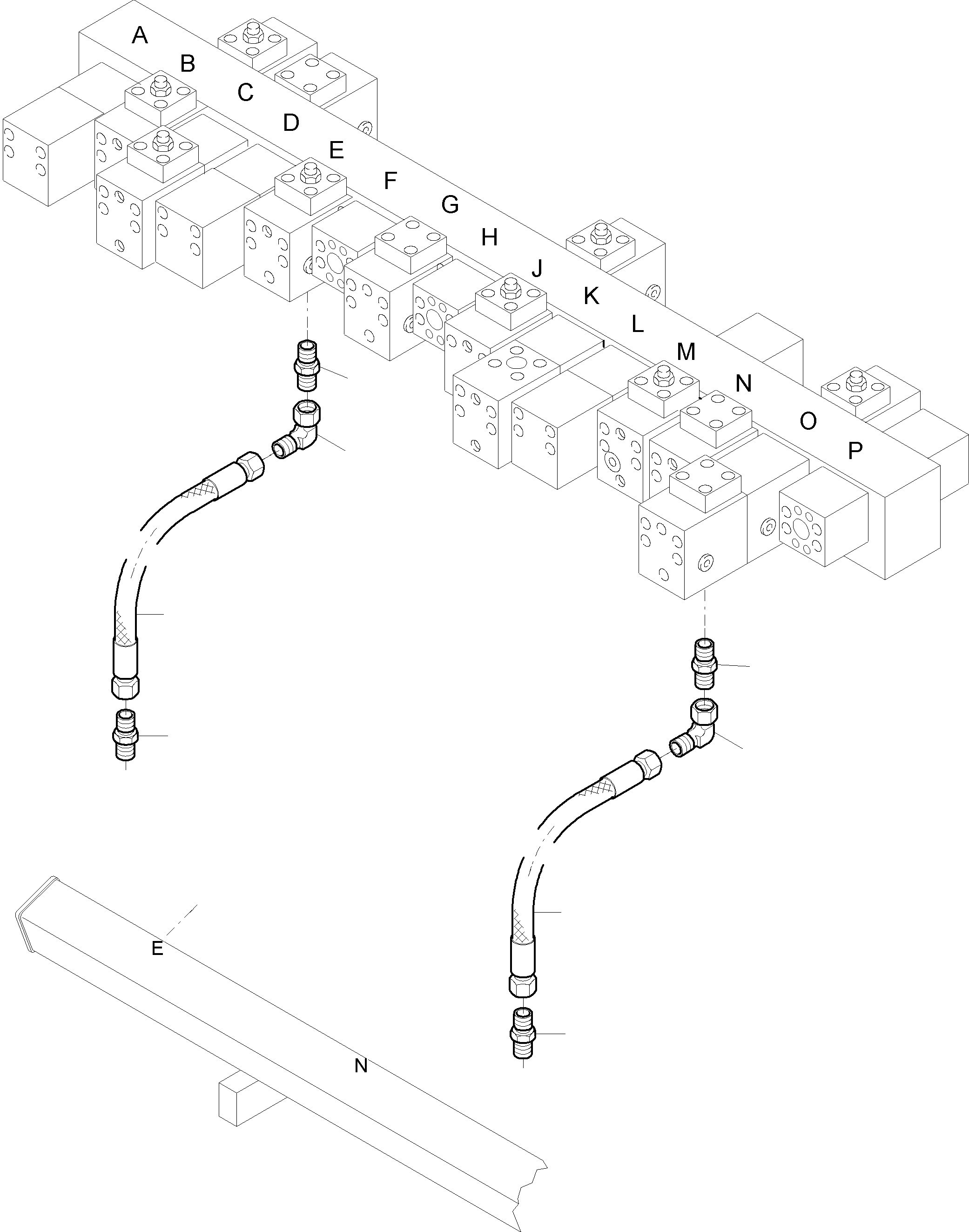 Komatsu parts book diagram for PC4000-6E S/N 08204: MAINFOLD-VALVE-PIPING (BBE)