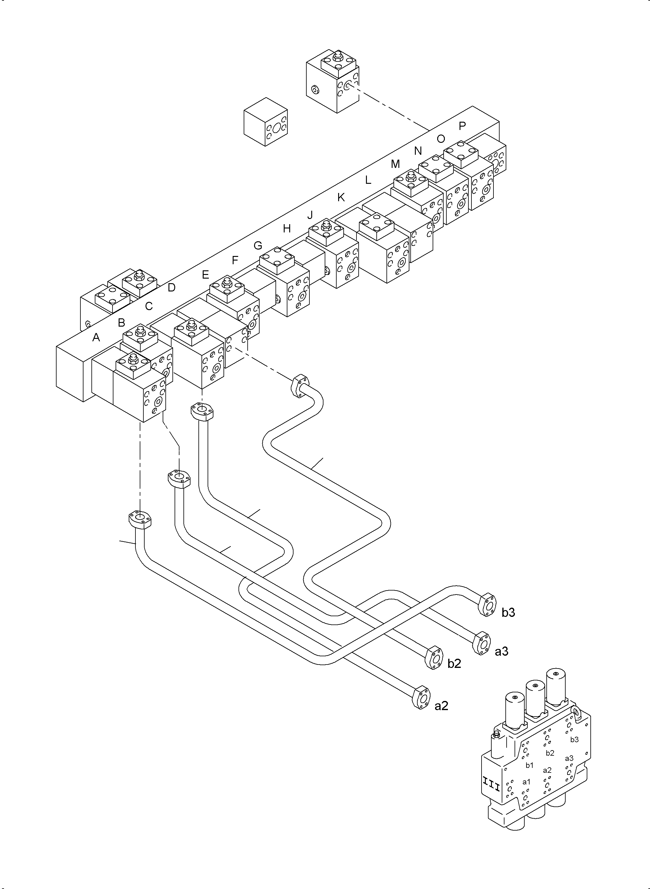 Komatsu parts book diagram for PC4000-6E S/N 08204: PRESSURE LINES CONTROL BLOCKS MAINFOLD