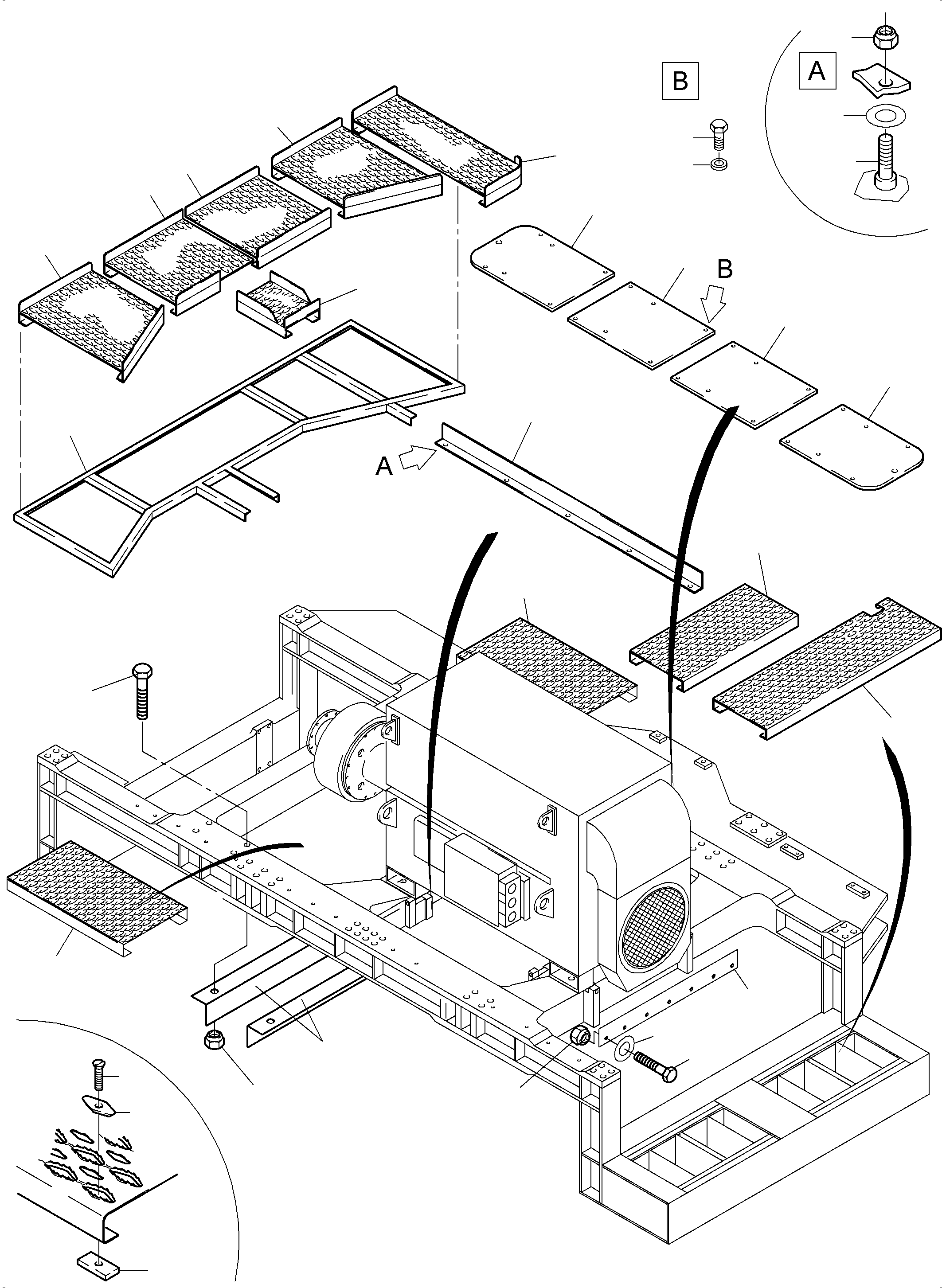 Komatsu parts book diagram for PC4000-6E S/N 08204: POWER FRAME - GRATINGS