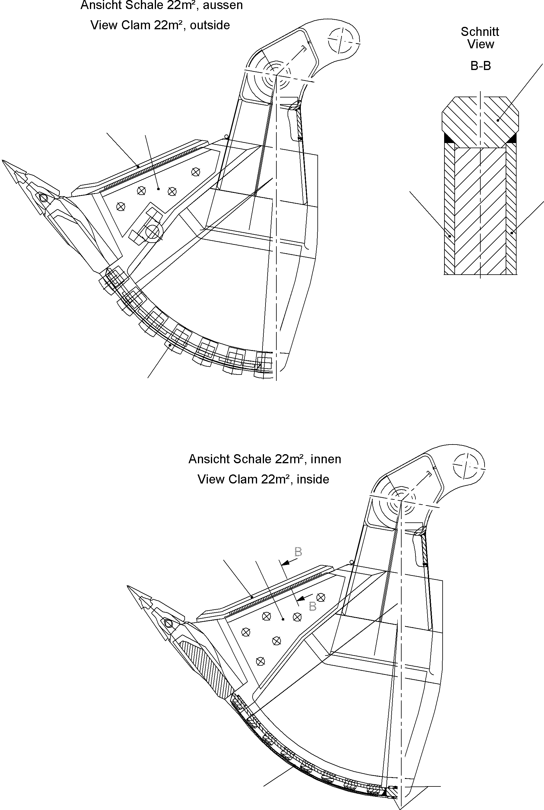 Komatsu parts book diagram for PC4000-6E S/N 08204: WEAR AND TEAR PARTS BUCKET CLAM 22.0 WP3