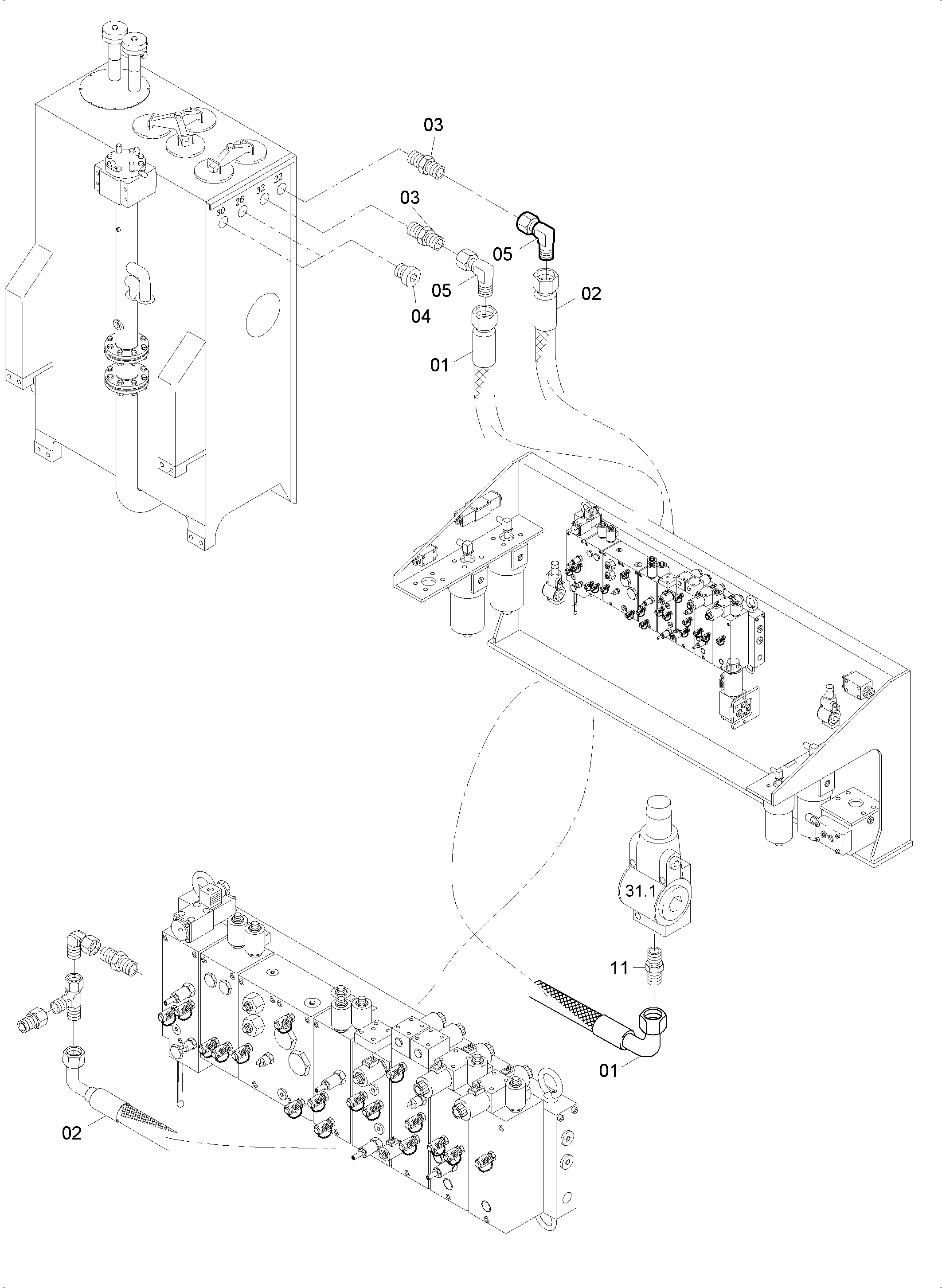 Komatsu parts book diagram for PC4000-6E S/N 08204: TANK LINES CONTROL- AND FILTER PLATE