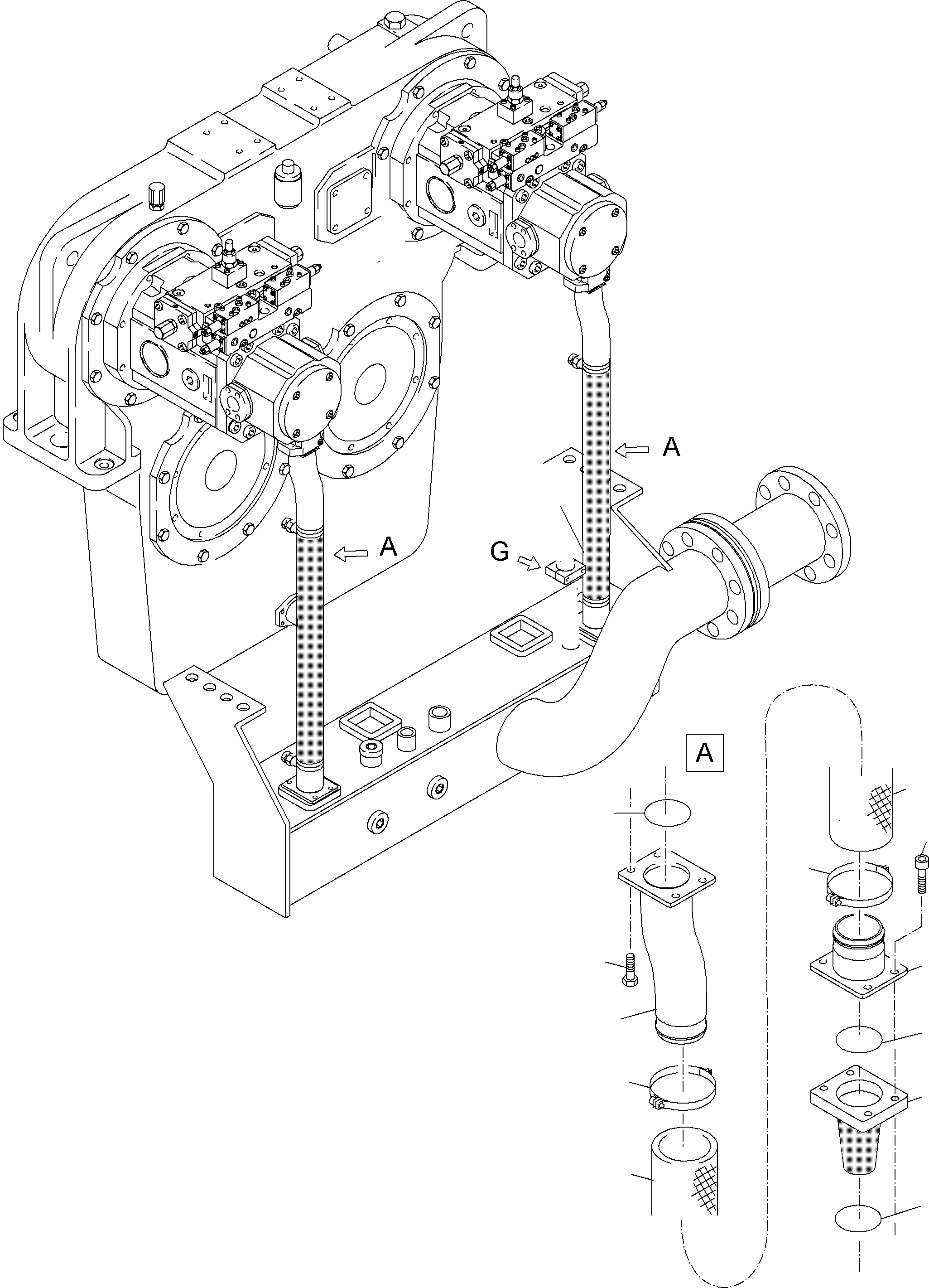 Komatsu parts book diagram for PC4000-6E S/N 08204: MAIN PUMPS SUCTION LINES