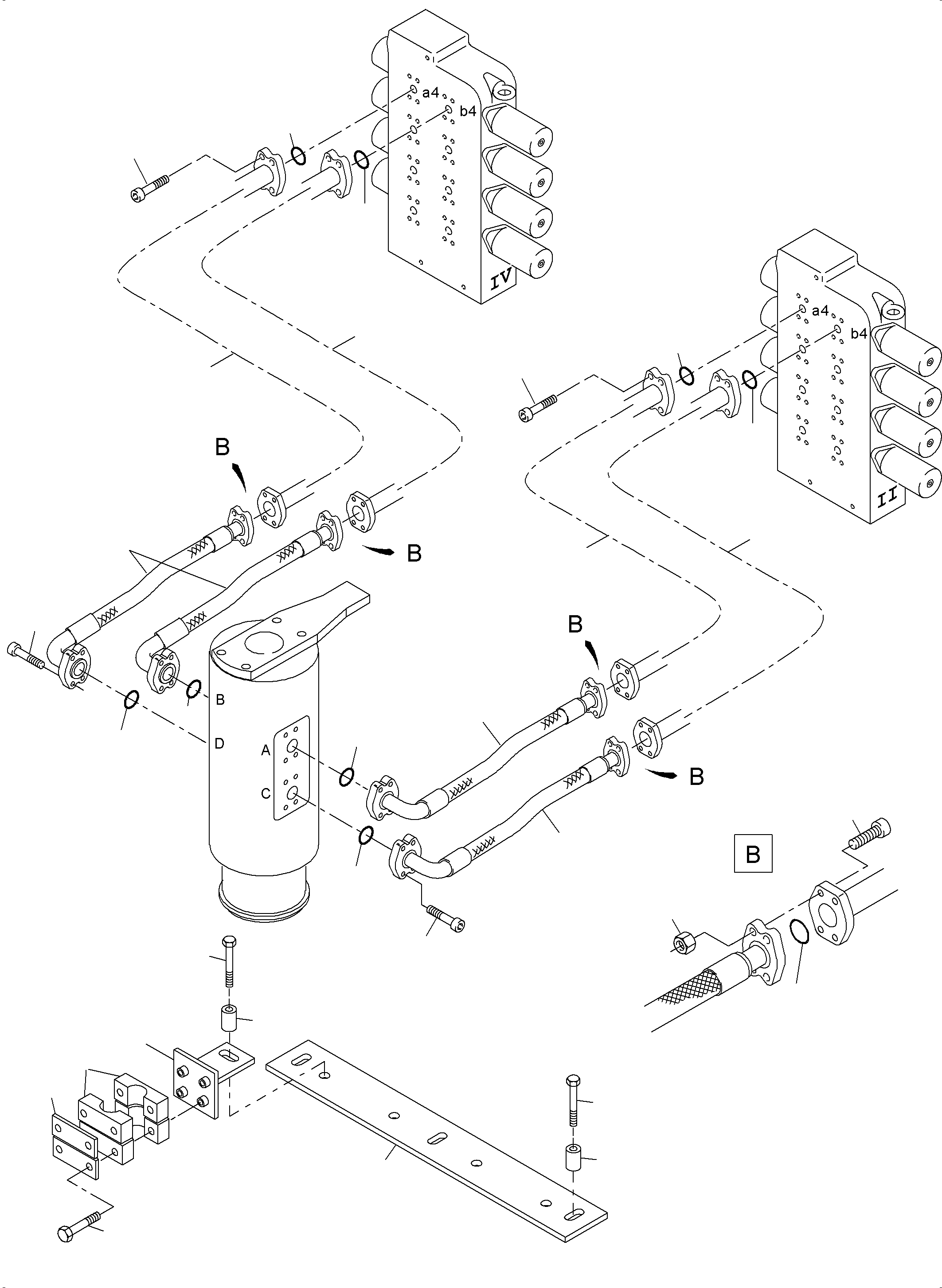 Komatsu parts book diagram for PC4000-6E S/N 08204: PRESSURE LINES  CONTROL BLOCKS - ROTARY JOINT