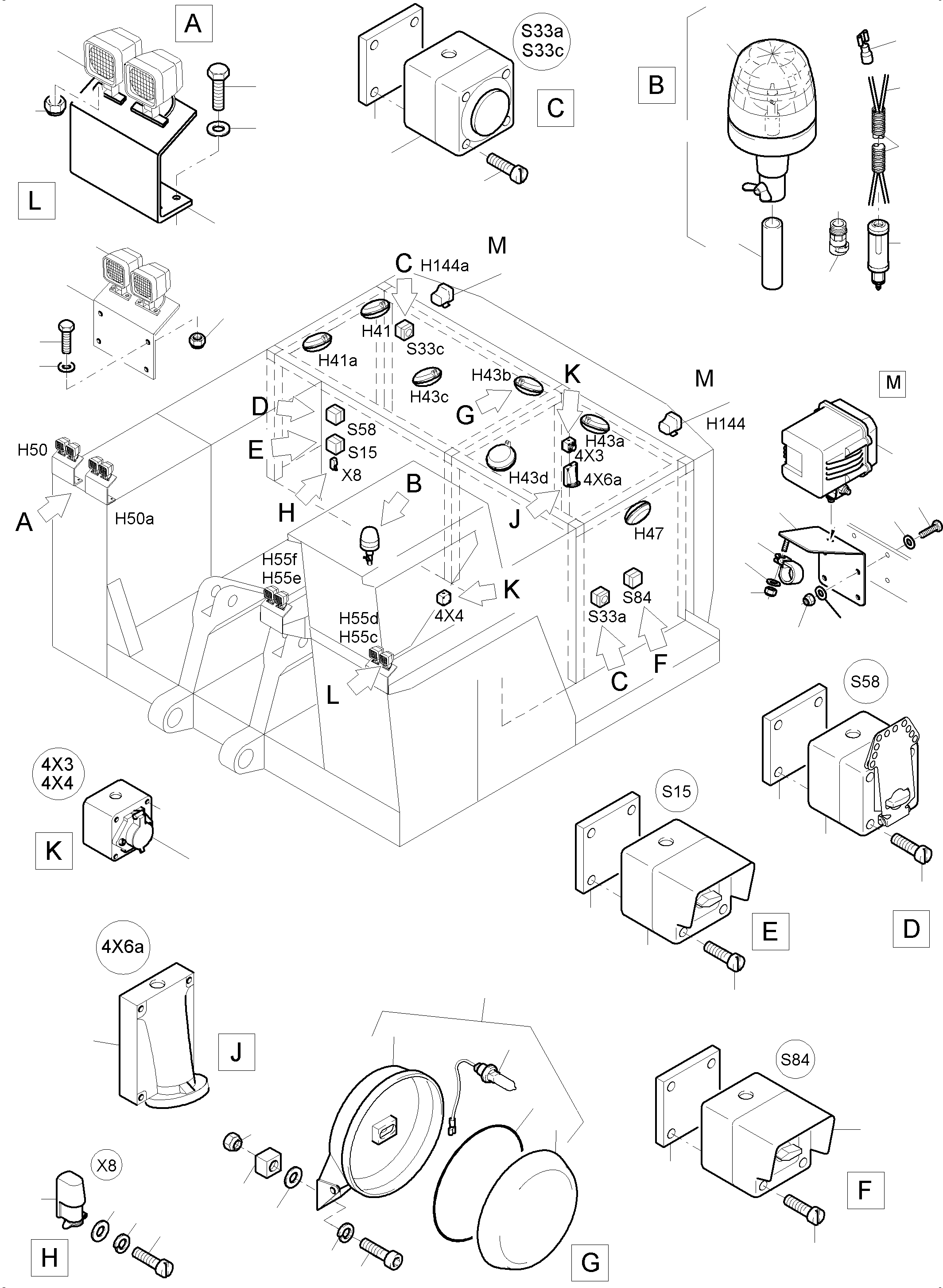 Komatsu parts book diagram for PC4000-6E S/N 08204: LIGHTING EQUIPMENT