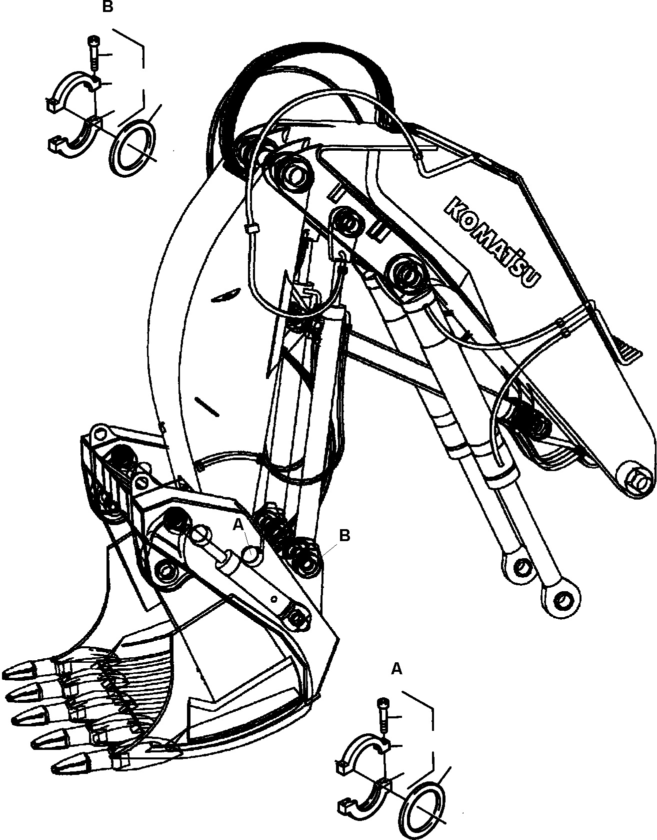 Komatsu parts book diagram for PC4000-6E S/N 08206: PIN SEALING BULLCLAM BUCKET