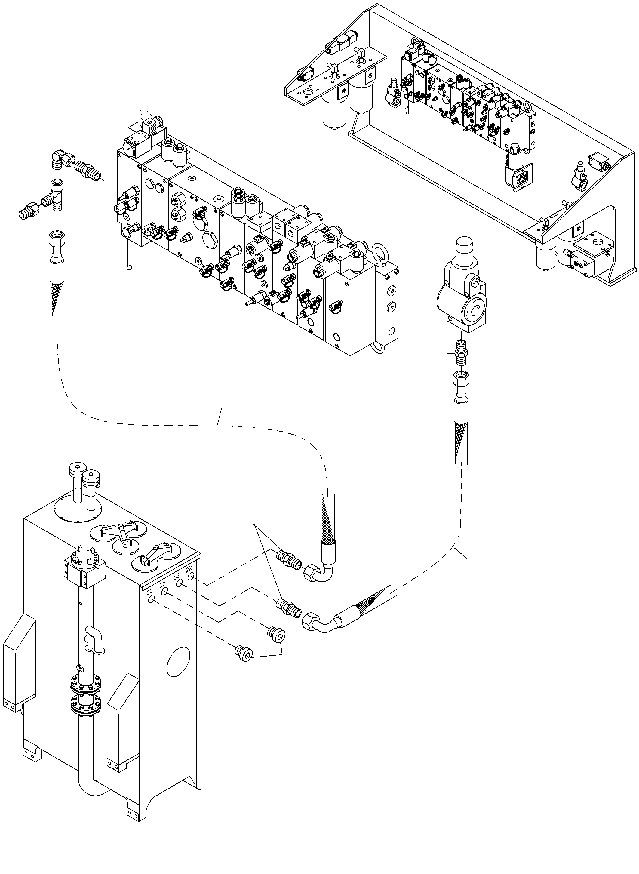 Komatsu parts book diagram for PC4000-6E S/N 08206: TANK LINES CONTROL- AND FILTER PLATE