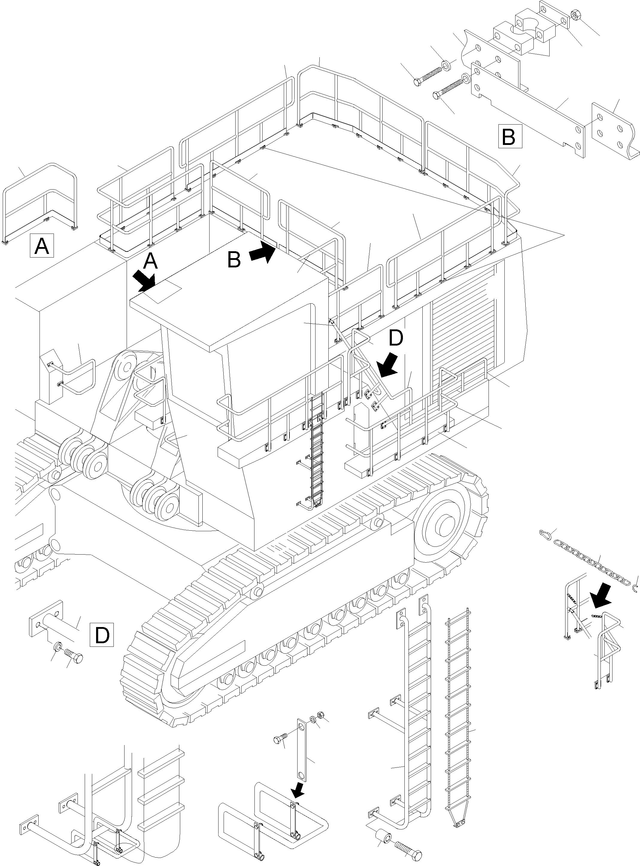 Komatsu parts book diagram for PC4000-6E S/N 08206: RAILS (BBE)