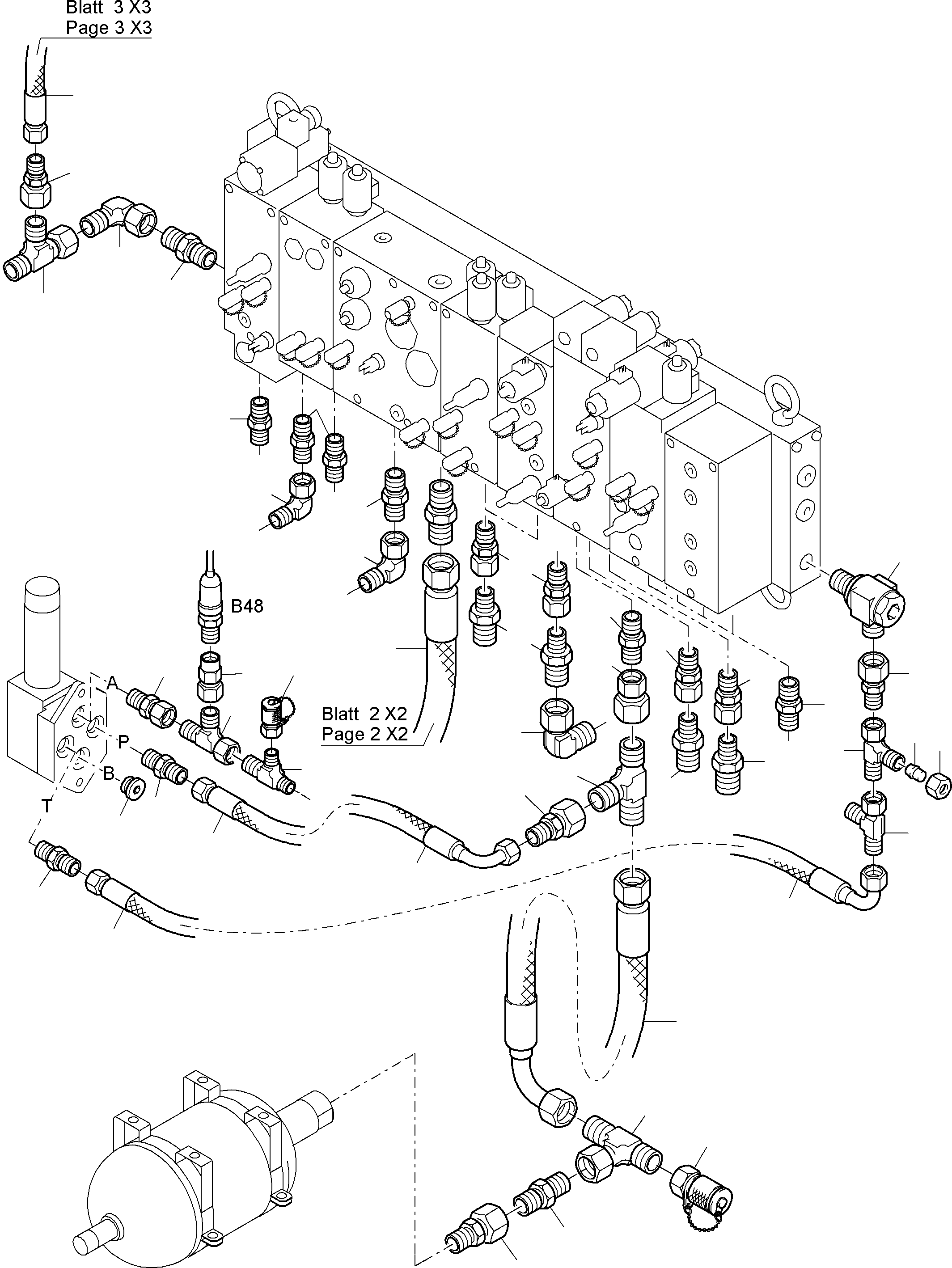 Komatsu parts book diagram for PC4000-6E S/N 08206: CONTROL- AND FILTER PLATE PIPING