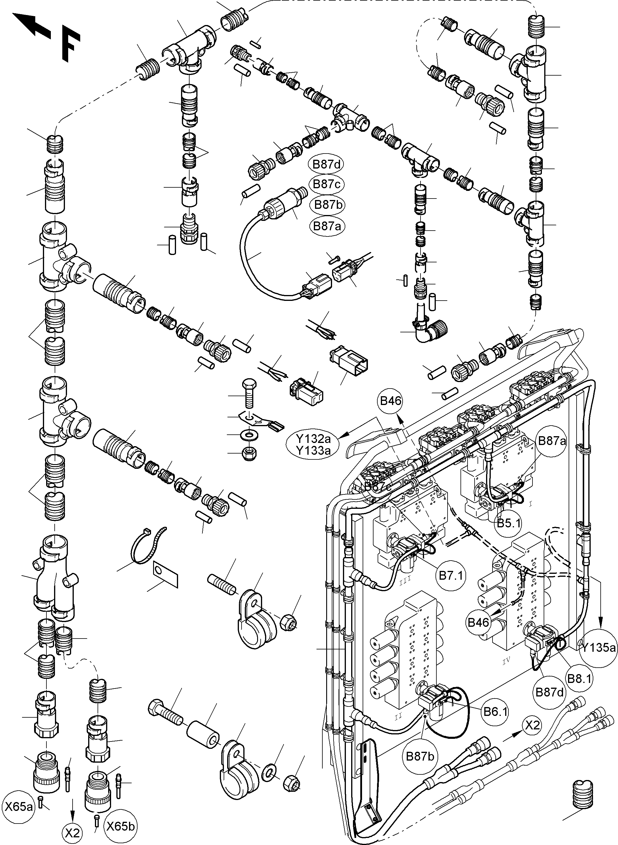 Komatsu parts book diagram for PC4000-6E S/N 08206: CABLES - CONTROL BLOCKS - H.P.-FILTER