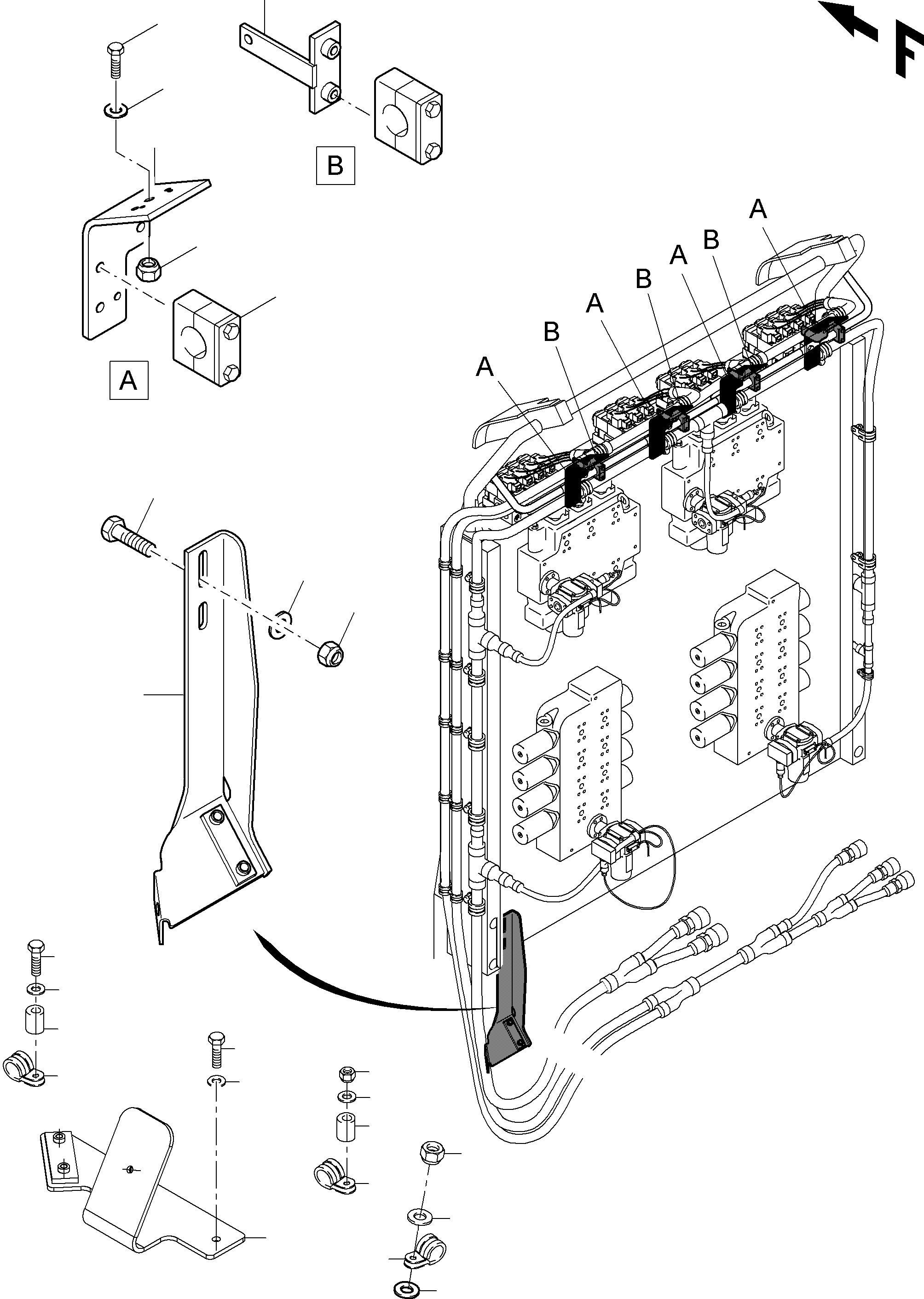 Komatsu parts book diagram for PC4000-6E S/N 08206: CABLES - CONTROL BLOCKS - H.P.-FILTER