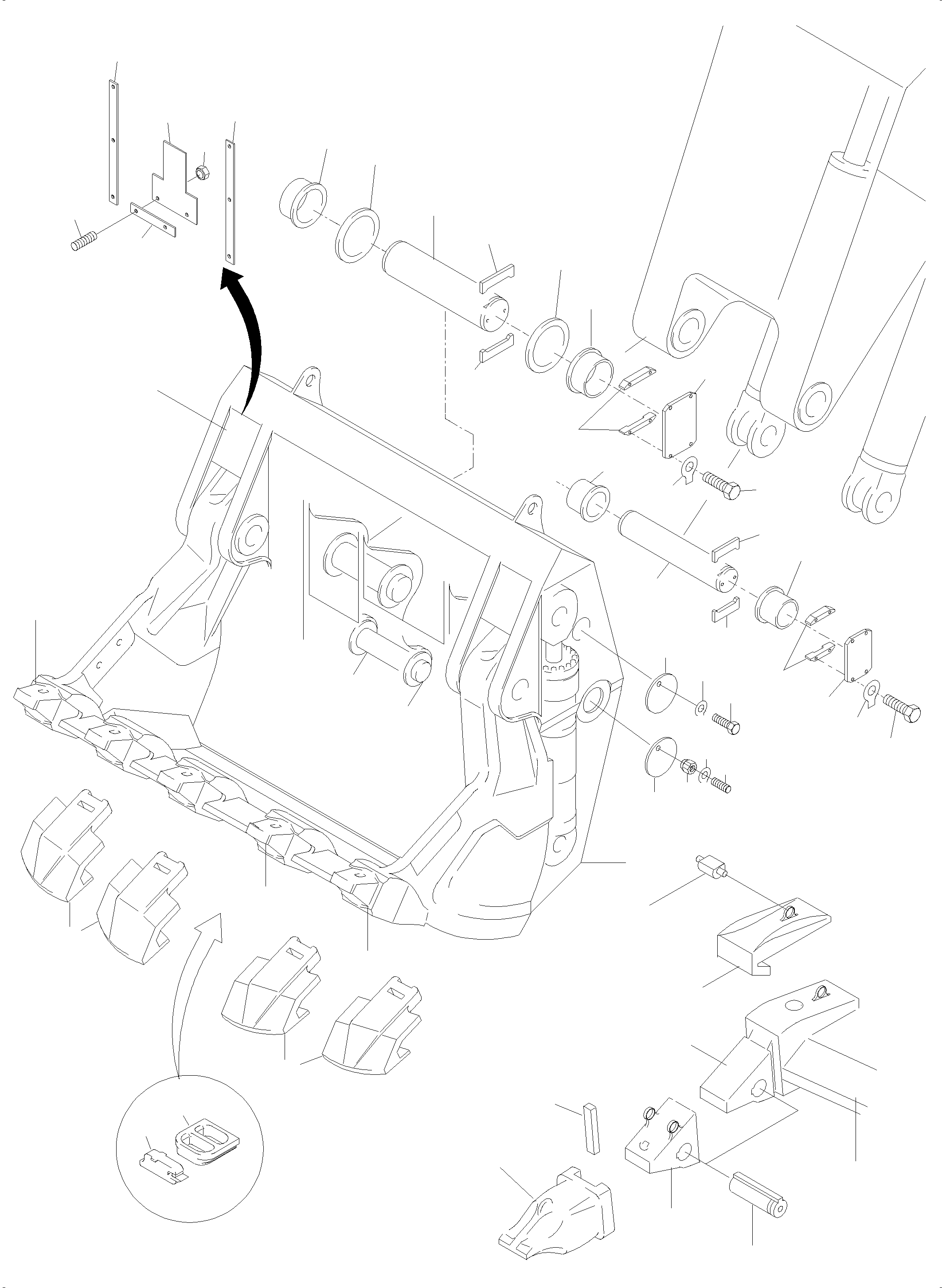 Komatsu parts book diagram for PC4000-6E S/N 08206: BULLCLAM BUCKET 22,0 CBM