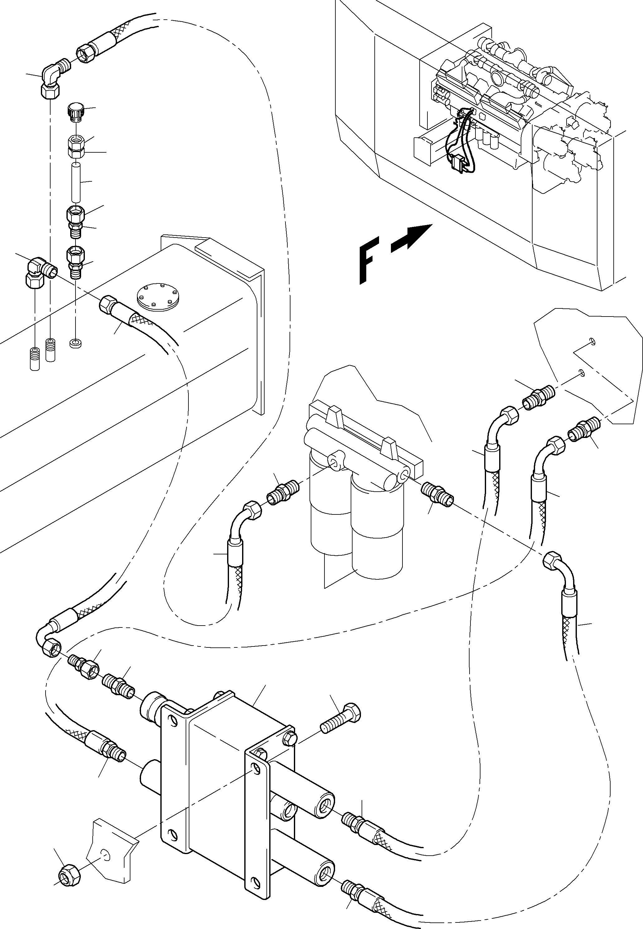 Komatsu parts book diagram for PC4000-6 S/N 08210: LINES FOR FEED PUMP - ENGINE OIL
