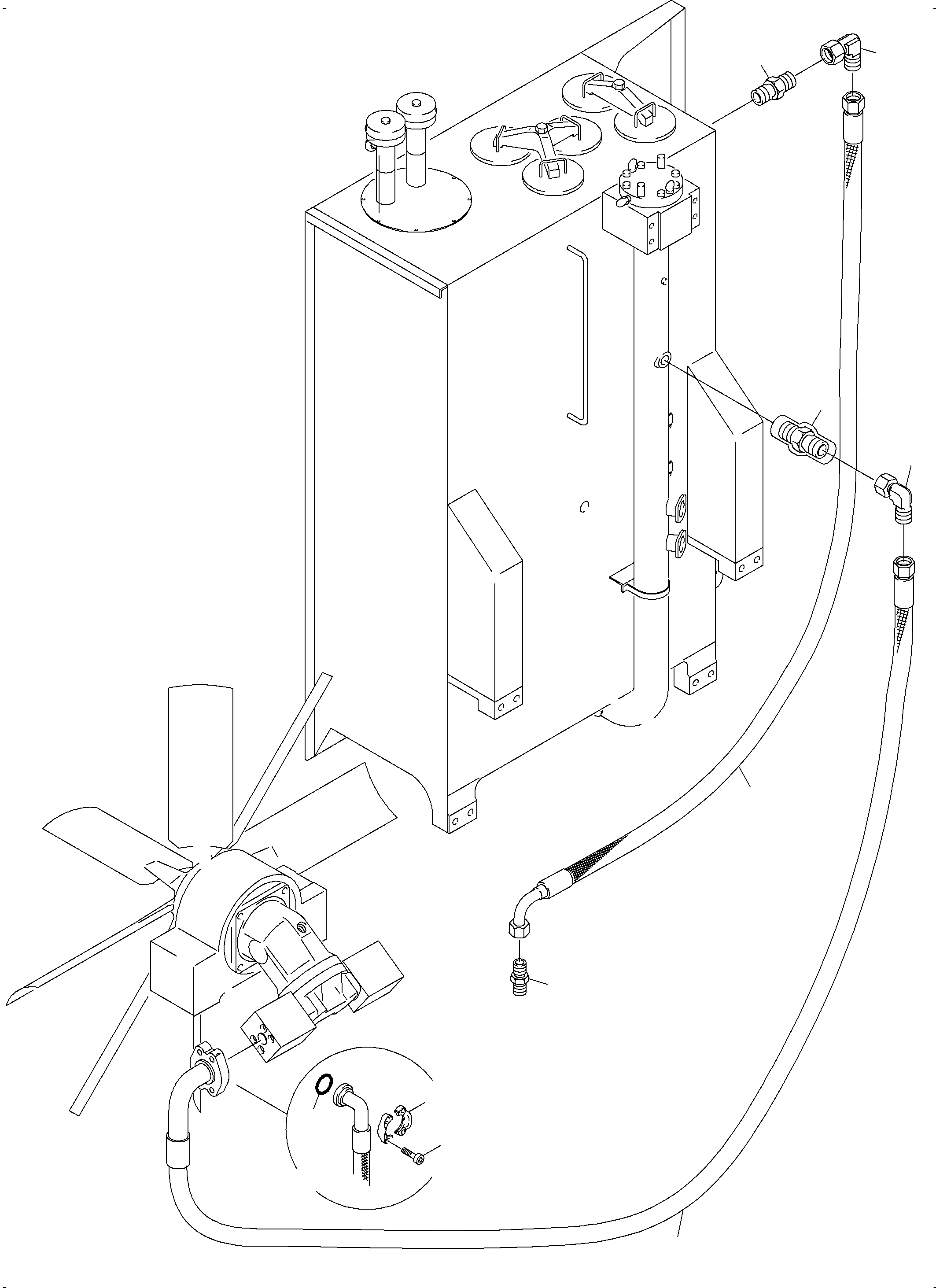 Komatsu parts book diagram for PC4000-6 S/N 08210: LINES - FAN MOTORS, FAN PUMP (RADIATOR)