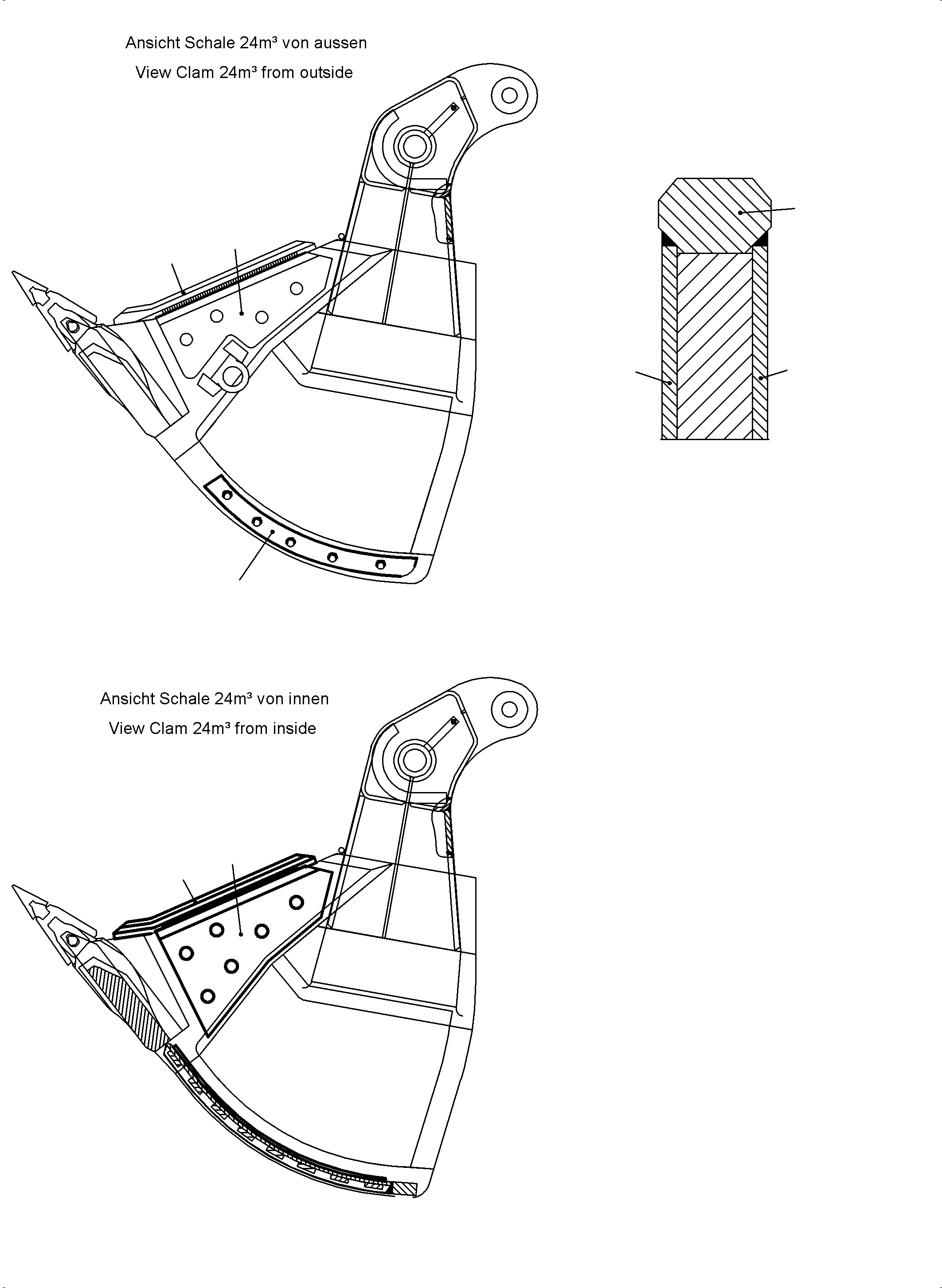 Excavators Mining Komatsu / PC4000-6 S/N 08210(G08210) / Wear and Tear Parts Bucket Clam 24.0 WP2(355-5267a : 355-5267a)
