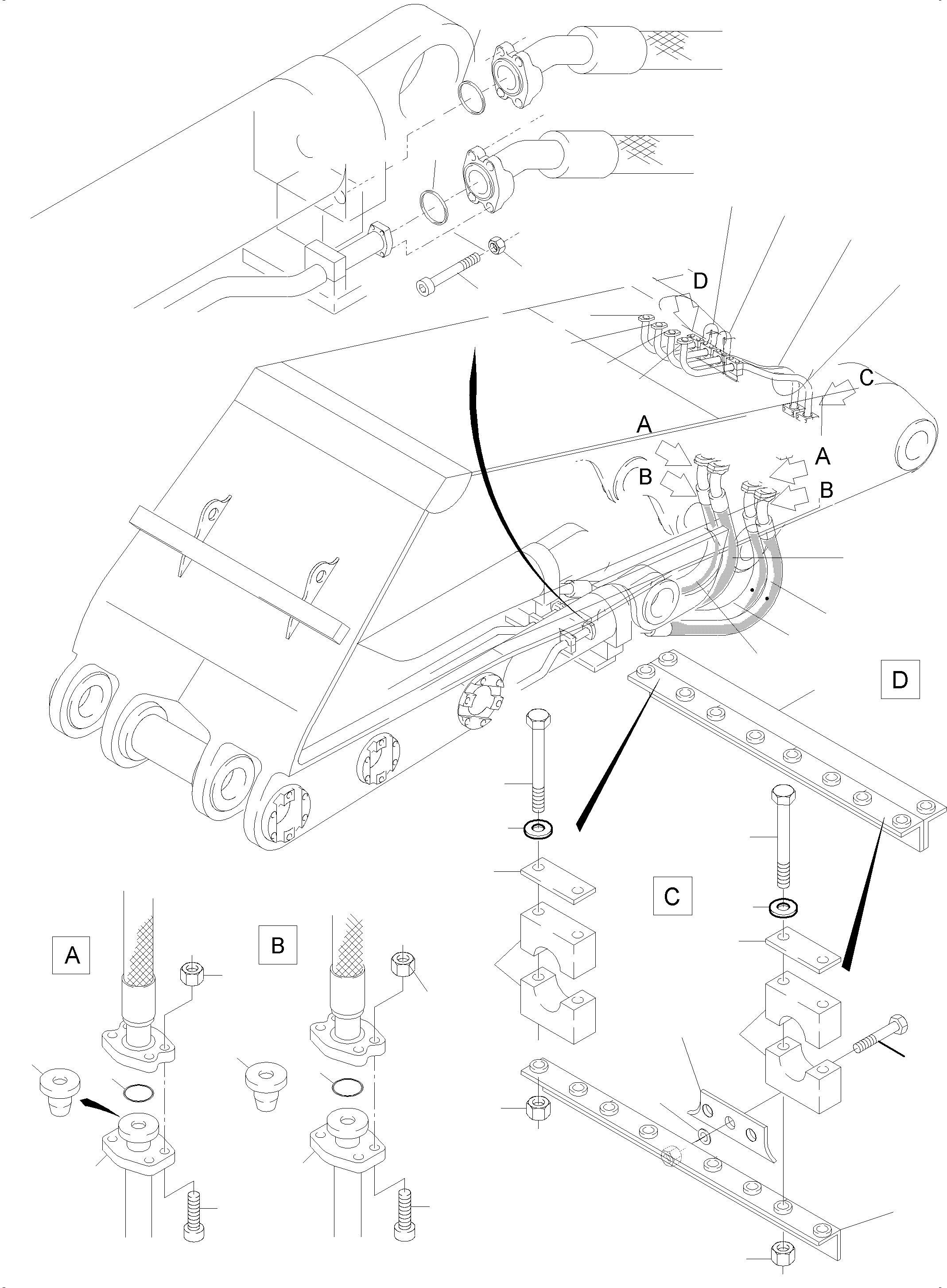 Komatsu parts book diagram for PC4000-6 S/N 08210: BULLCLAM BUCKET BOOM 7,15 M