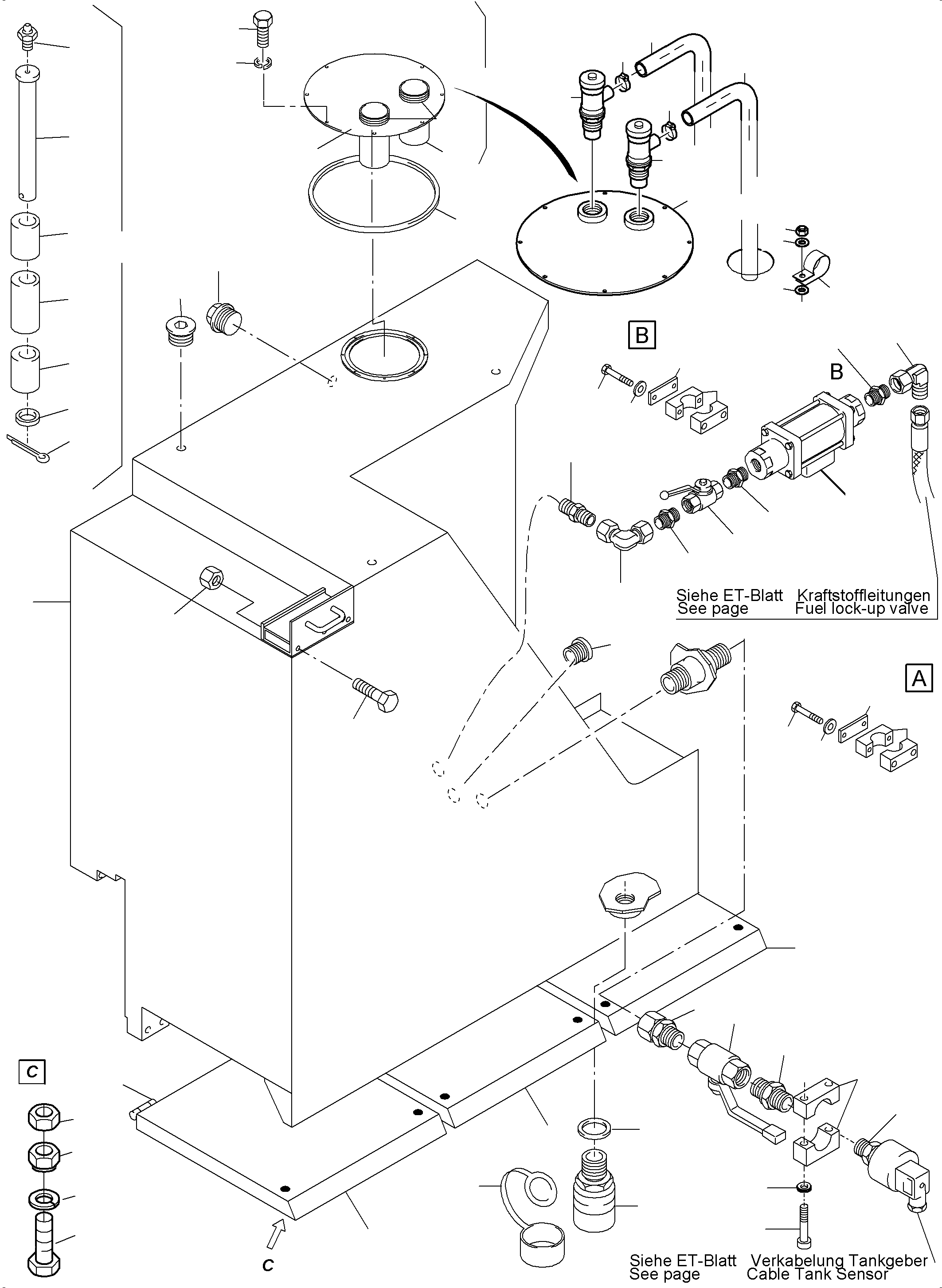 Komatsu parts book diagram for PC4000-6 S/N 08210: FUEL TANK
