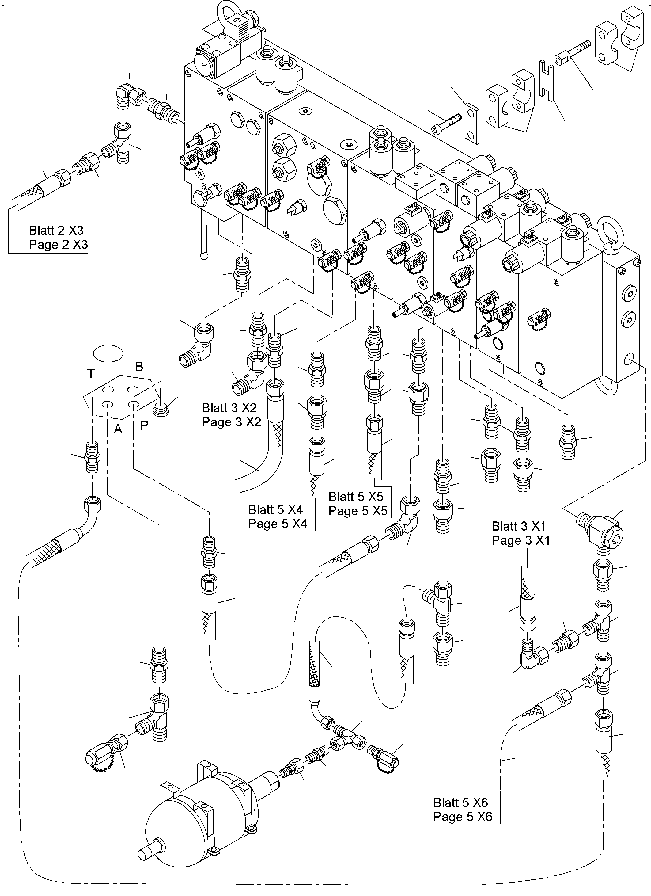 Komatsu parts book diagram for PC4000-6 S/N 08210: CONTROL- AND FILTER PLATE PIPING X2-BOX