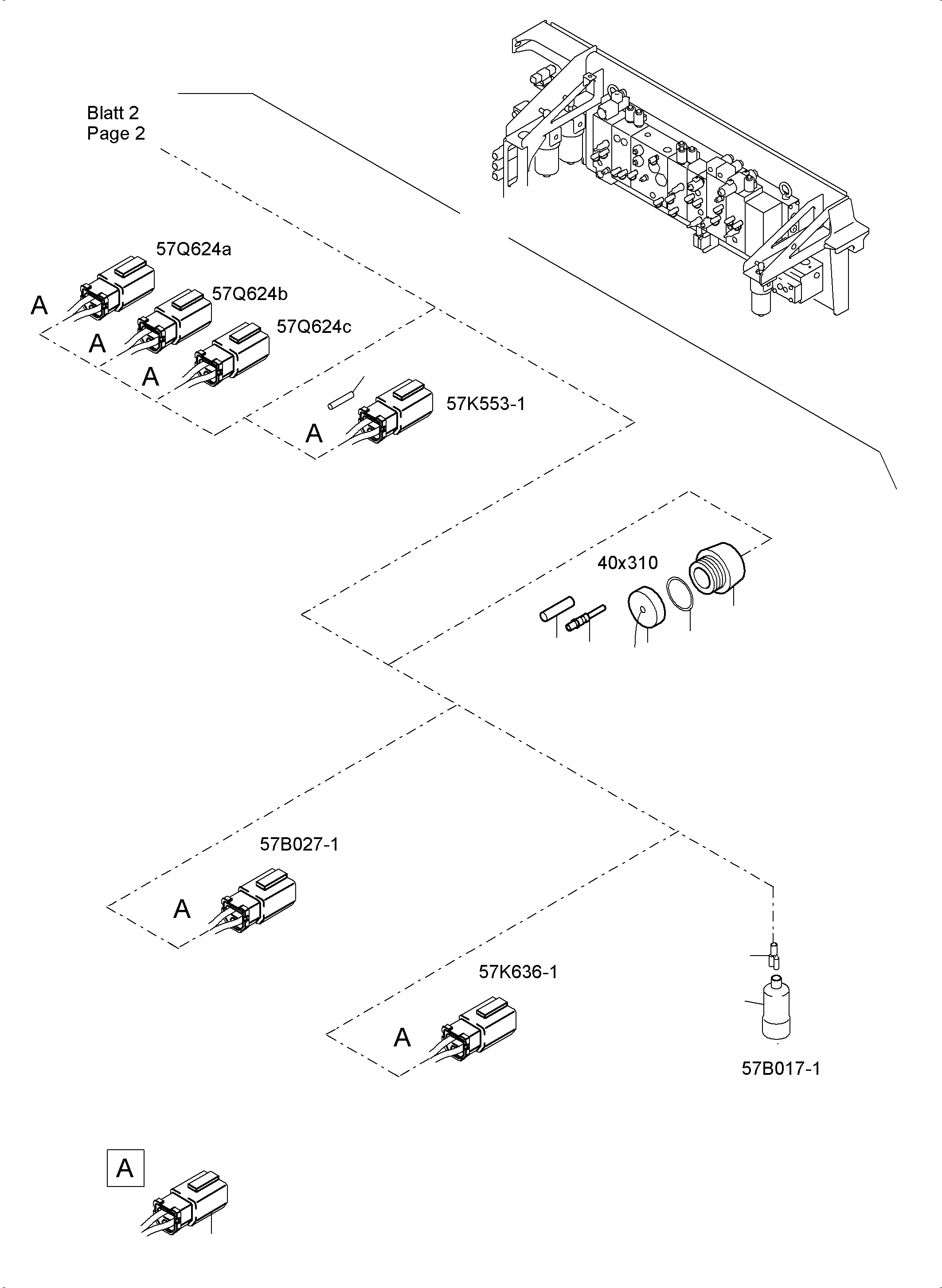 Komatsu parts book diagram for PC4000-6 S/N 08210: CABLES - CONTROL- AND FILTER PLATE