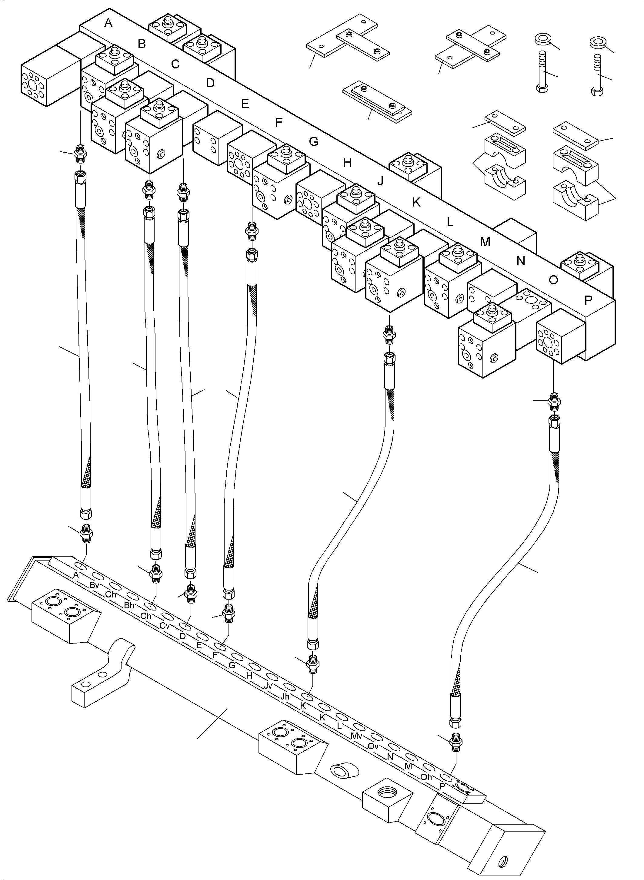 Komatsu parts book diagram for PC4000-6 S/N 08210: RETURN LINES - MAINFOLD