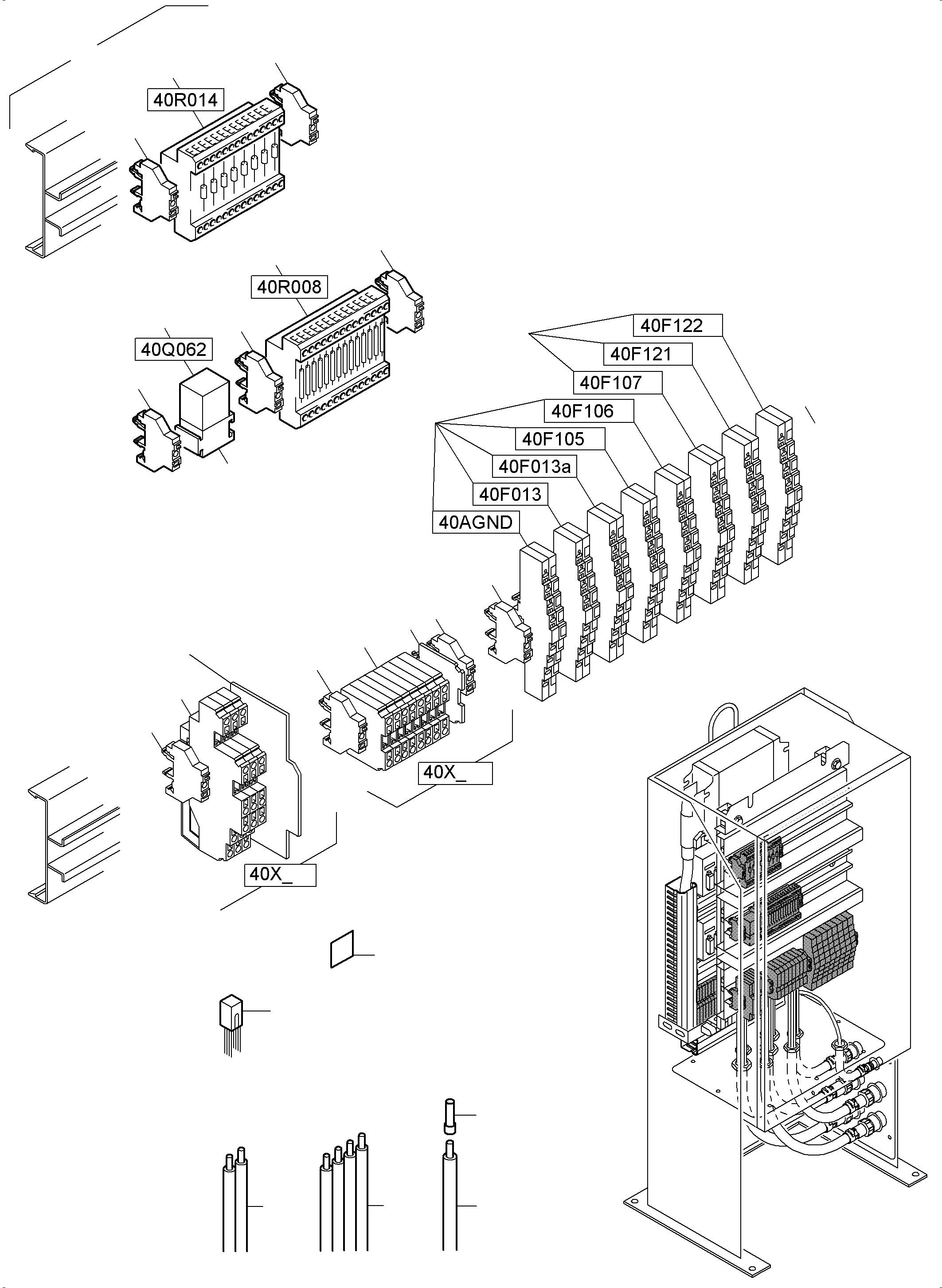 Komatsu parts book diagram for PC4000-6 S/N 08210: SWITCH CABINET ORT 40
