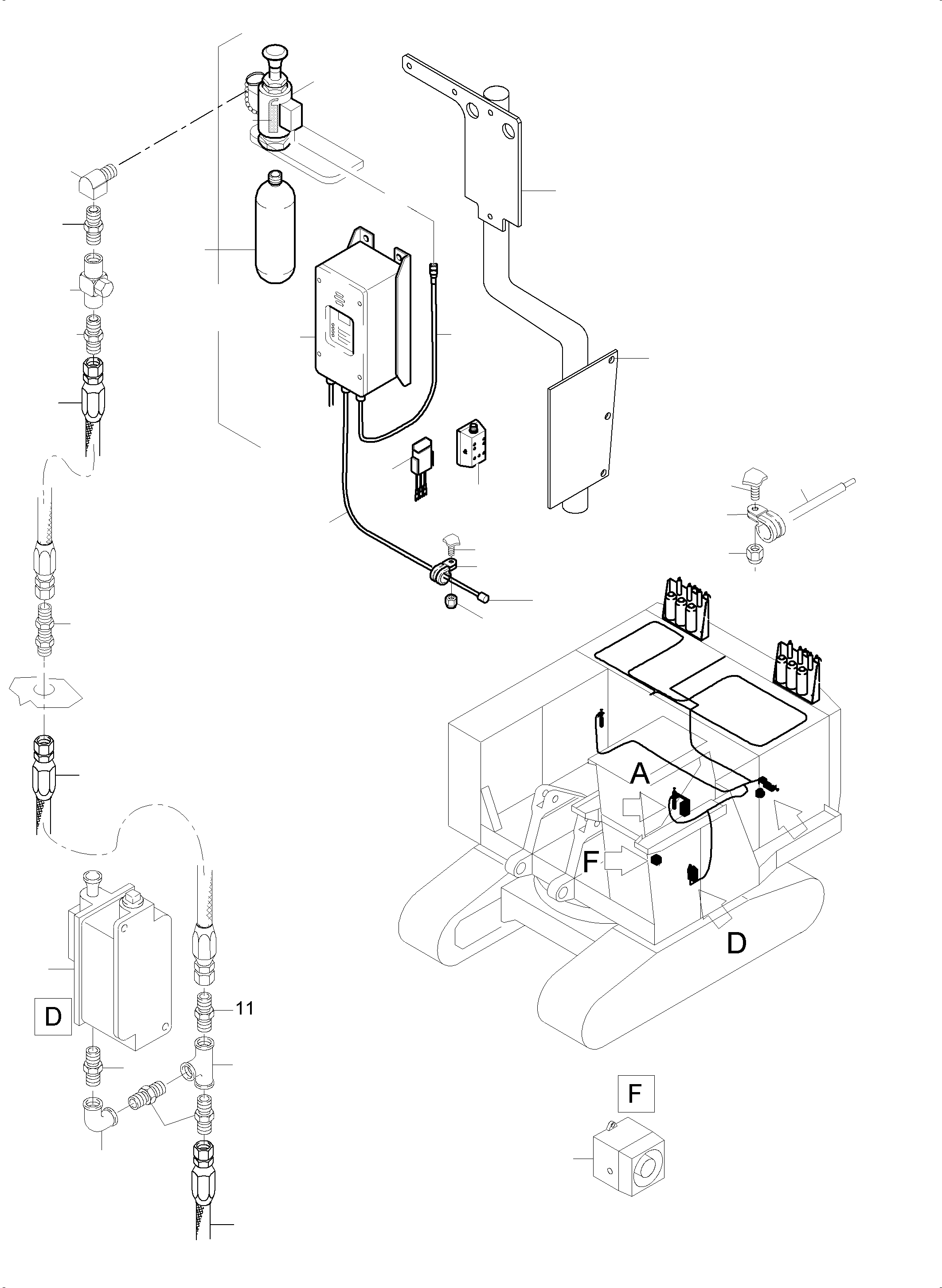 Komatsu parts book diagram for PC4000-6 S/N 08237: ACTUATING SYSTEM, HANDOPERATED