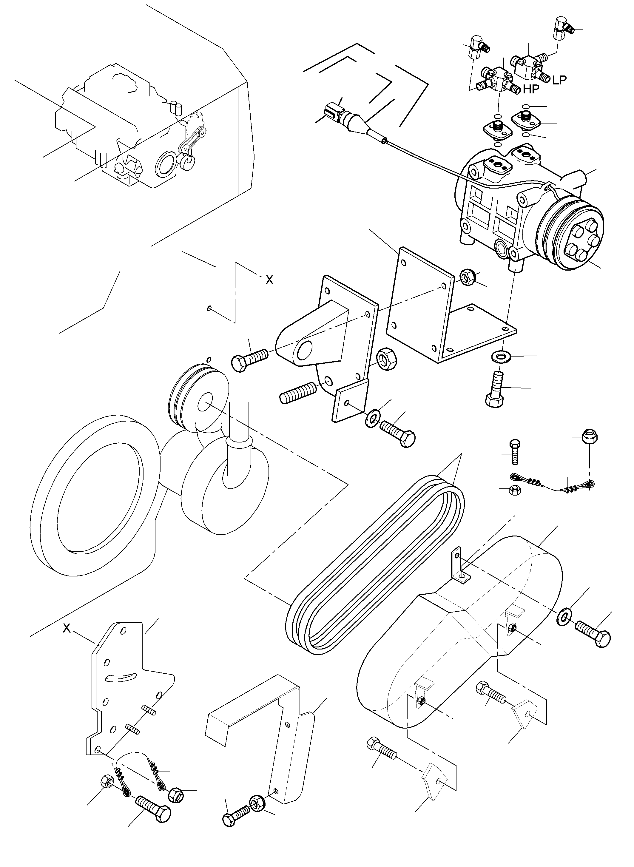 Komatsu parts book diagram for PC4000-6 S/N 08237: AIR CONDITION. COMPRESSOR DRIVE
