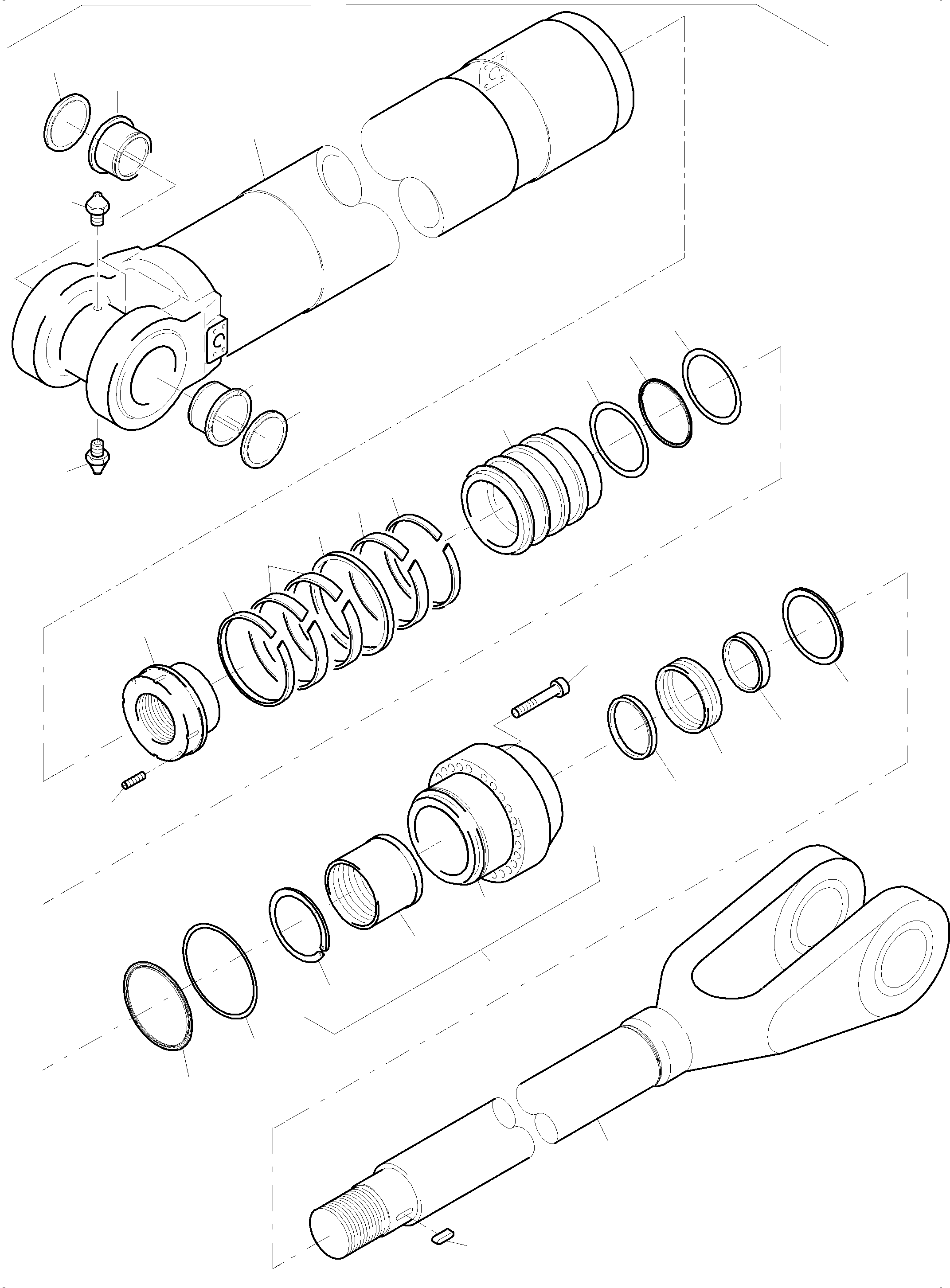 Komatsu parts book diagram for PC4000-6 S/N 08237: HYDRAULIC CYLINDER