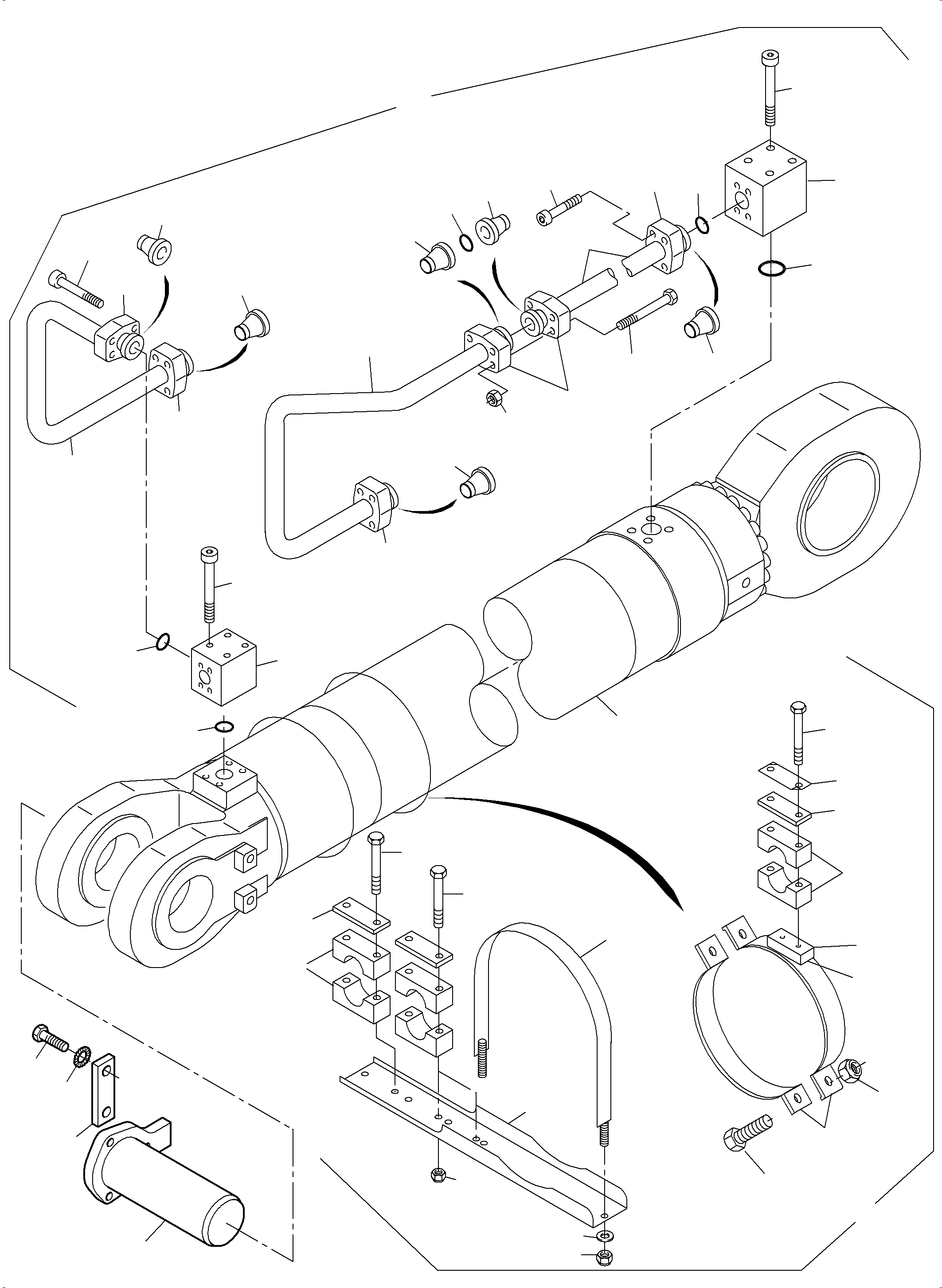 Komatsu parts book diagram for PC4000-6 S/N 08237: PIPING - BACKHOE CYLINDER L.H.