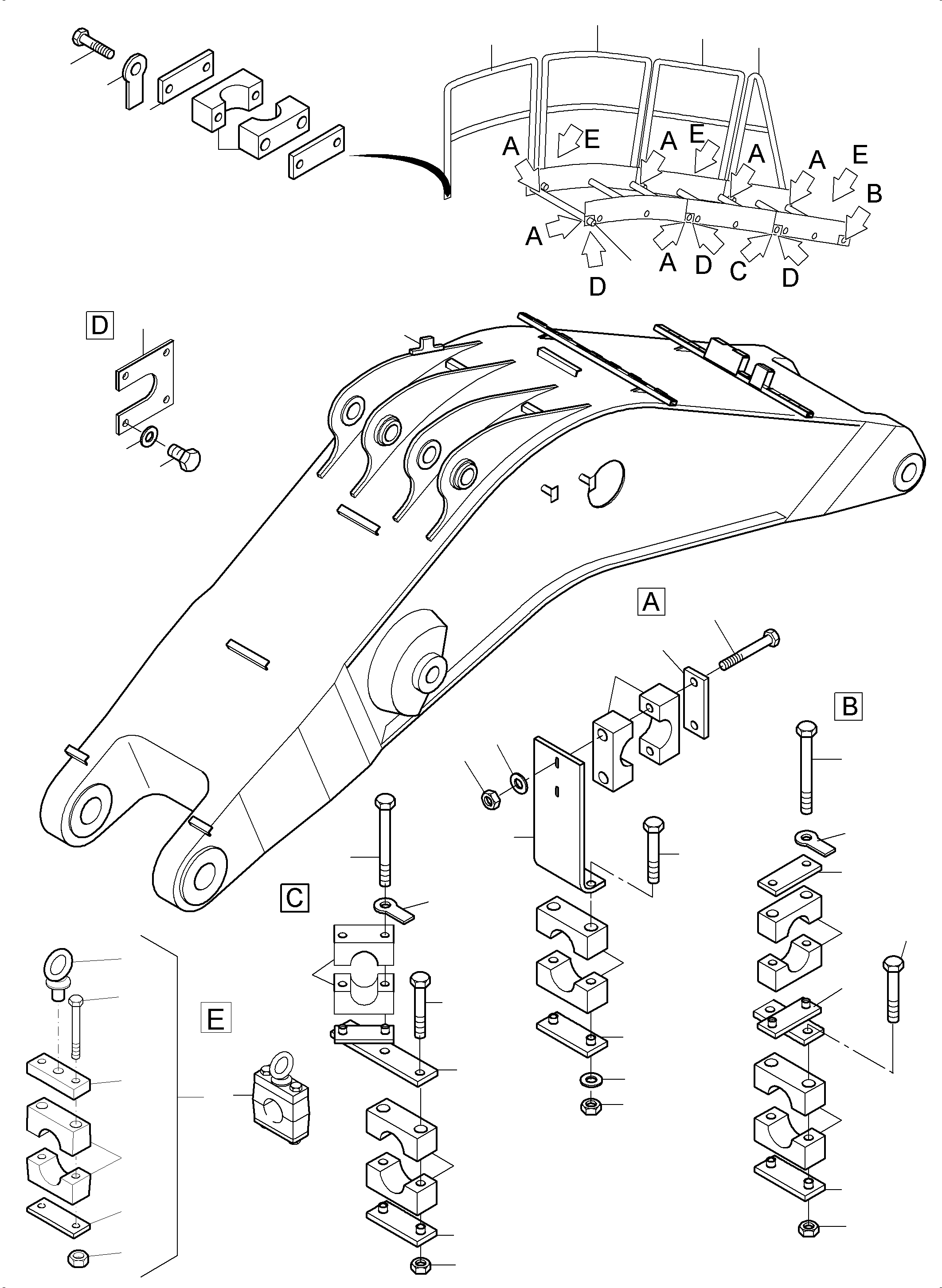 Komatsu parts book diagram for PC4000-6 S/N 08237: LADDER - BACKHOE BOOM 9,75 M