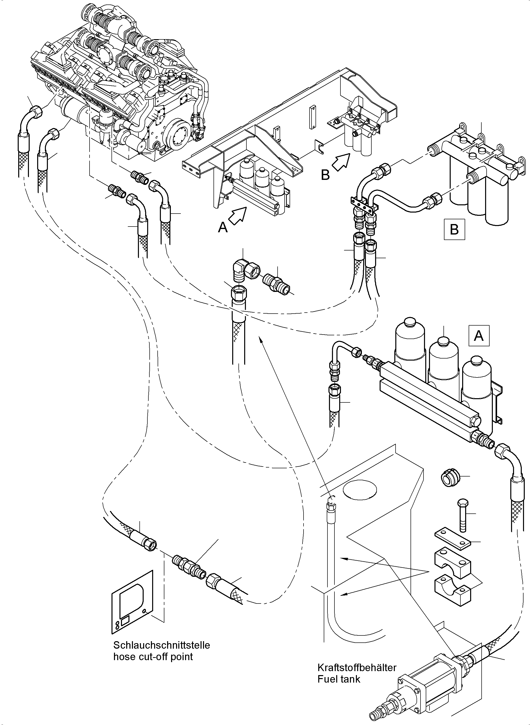 Komatsu parts book diagram for PC4000-6 S/N 08237: FUEL LINES