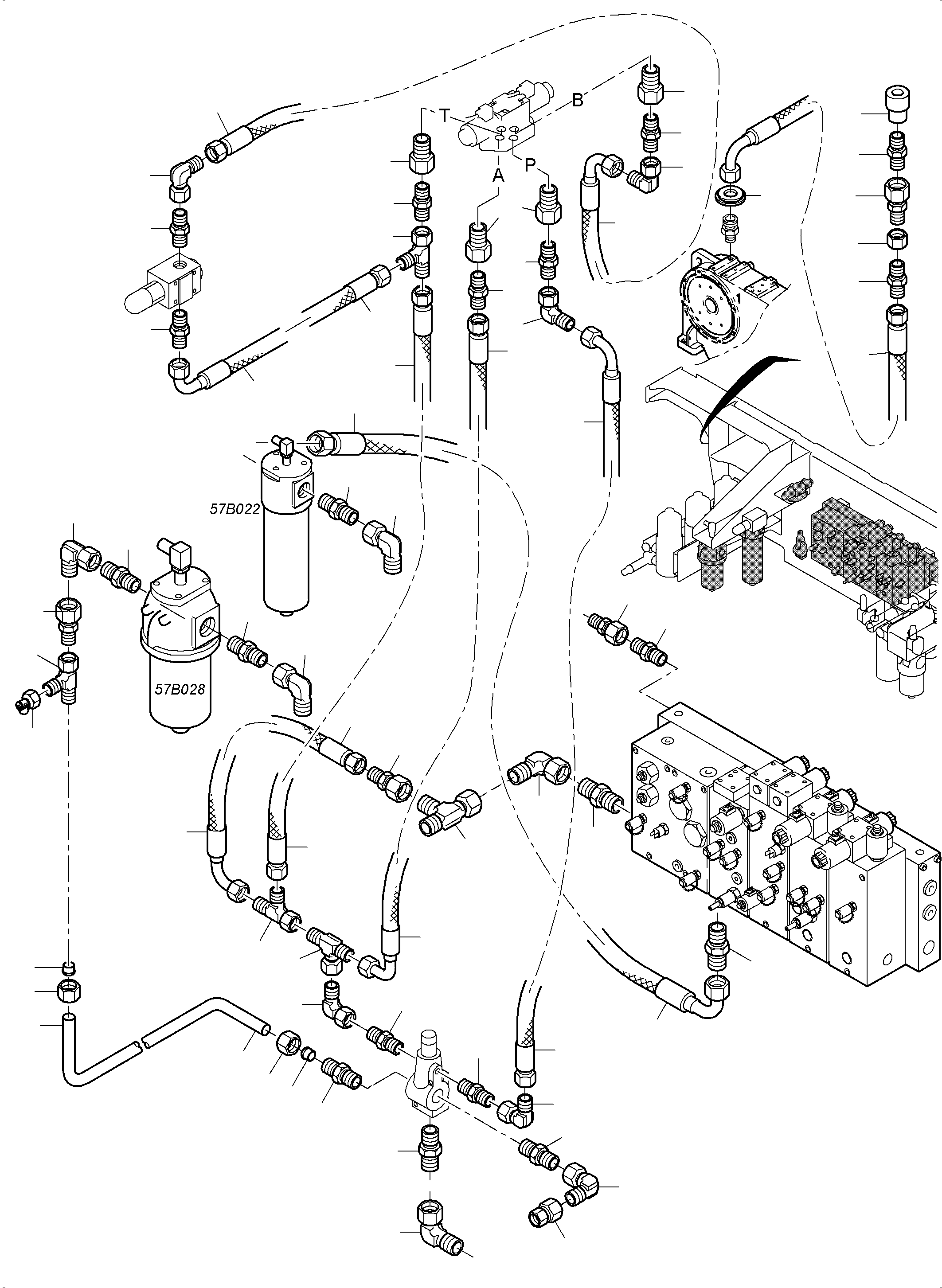 Komatsu parts book diagram for PC4000-6 S/N 08237: CONTROL- AND FILTER PLATE PIPING