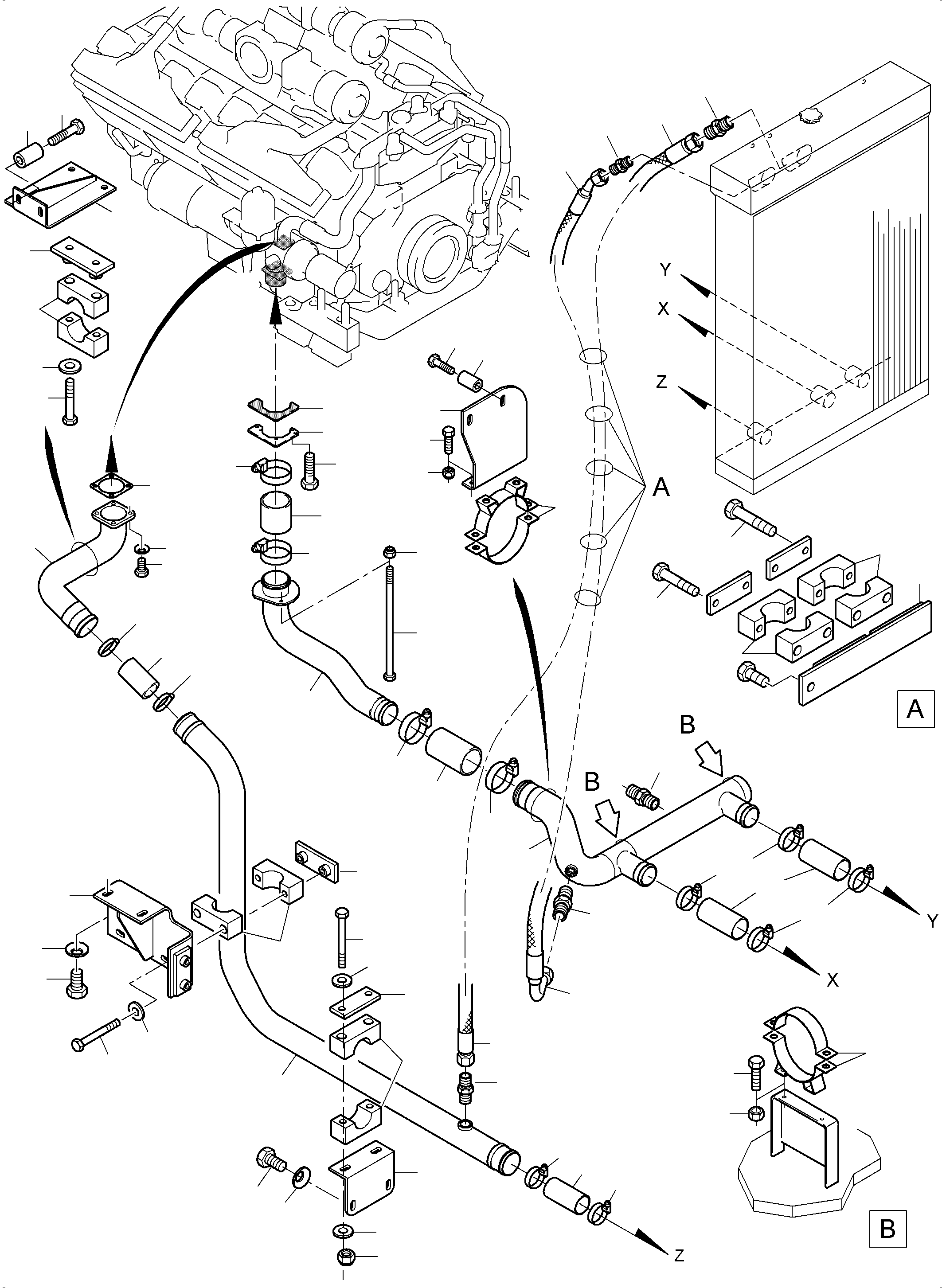 Komatsu parts book diagram for PC4000-6 S/N 08237: COOLANT WATER LINES