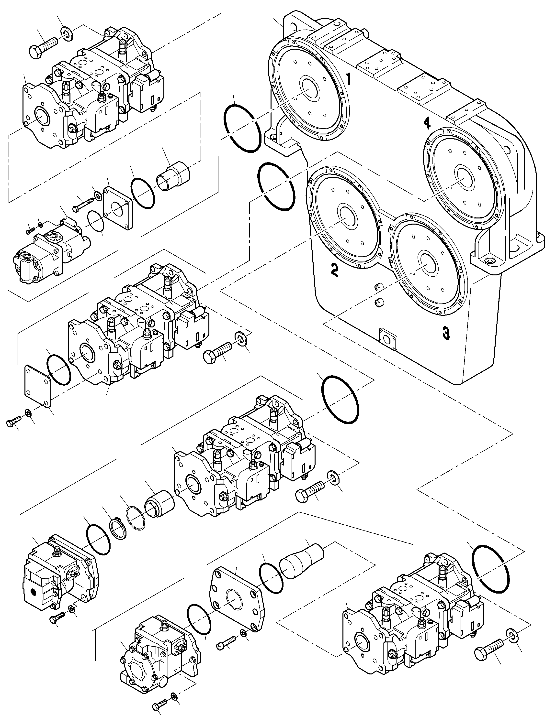 Komatsu parts book diagram for PC4000-6 S/N 08237: PUMP MOUNTING; COVER PDG
