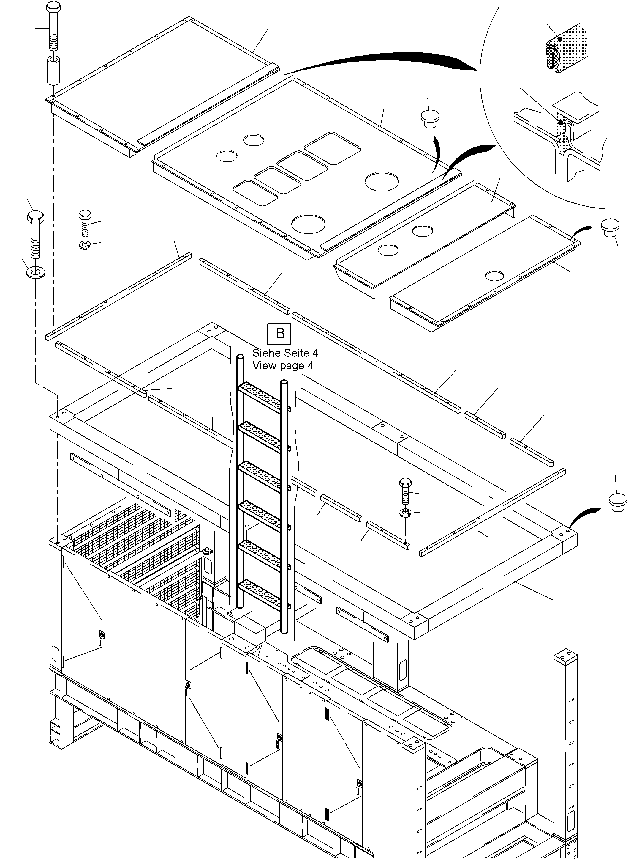 Komatsu parts book diagram for PC4000-6 S/N 08237: COVERING, ENGINE HOUSING